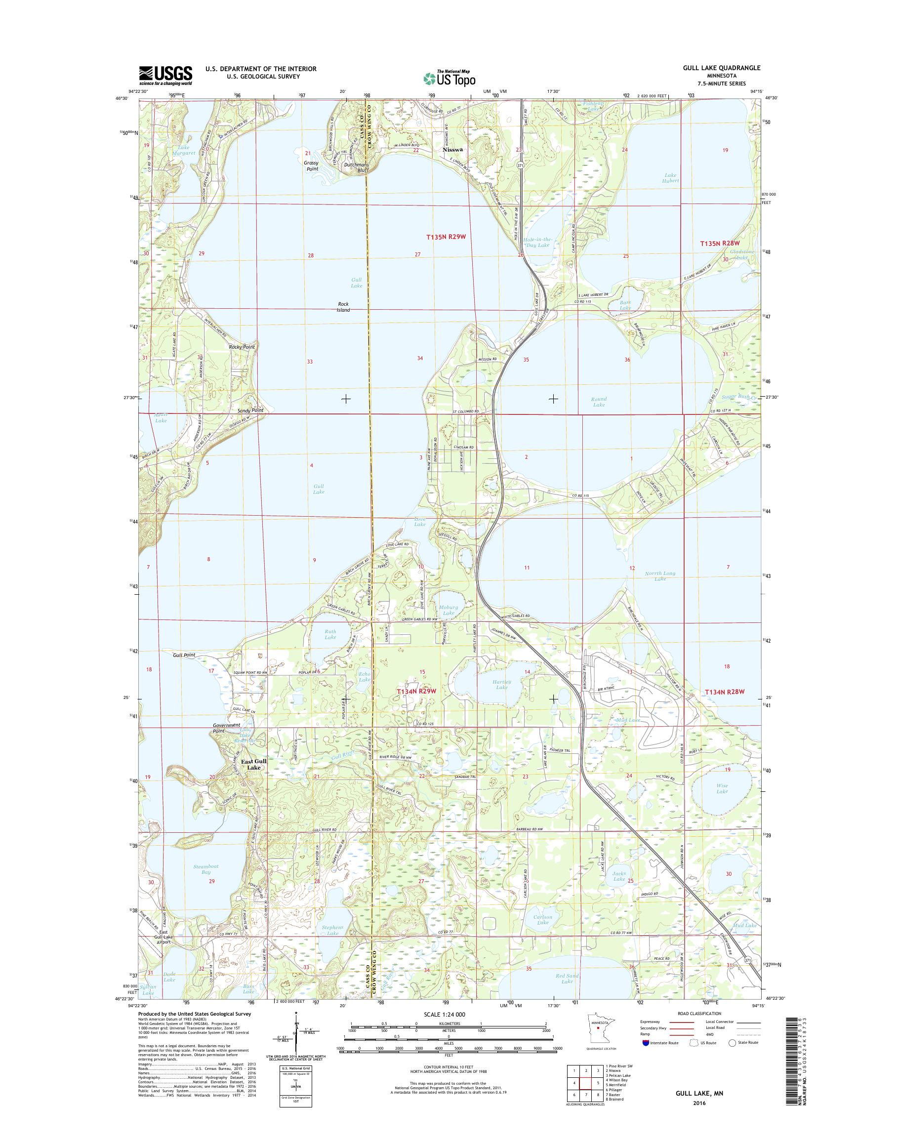 MyTopo Gull Lake, Minnesota USGS Quad Topo Map