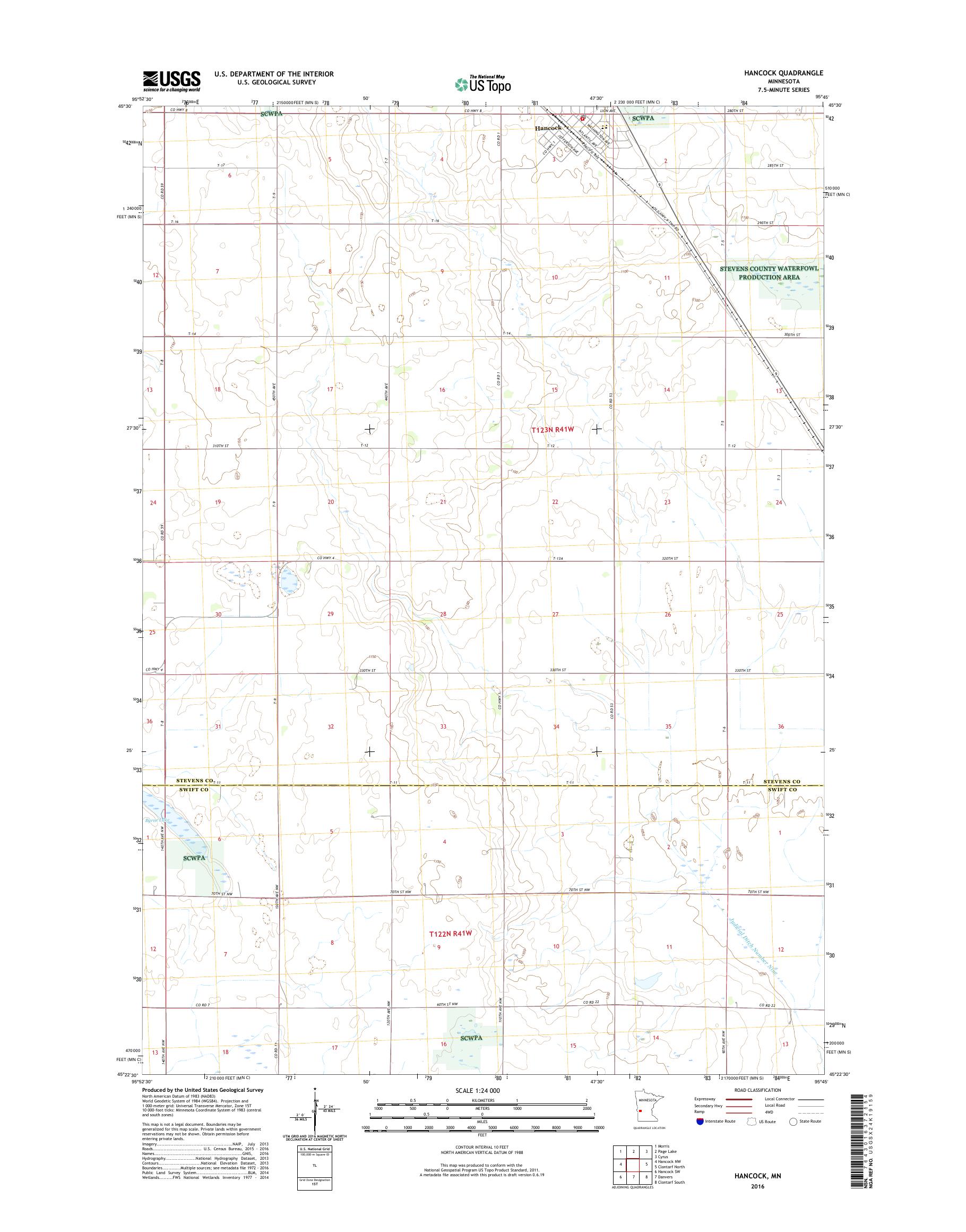 MyTopo Hancock, Minnesota USGS Quad Topo Map