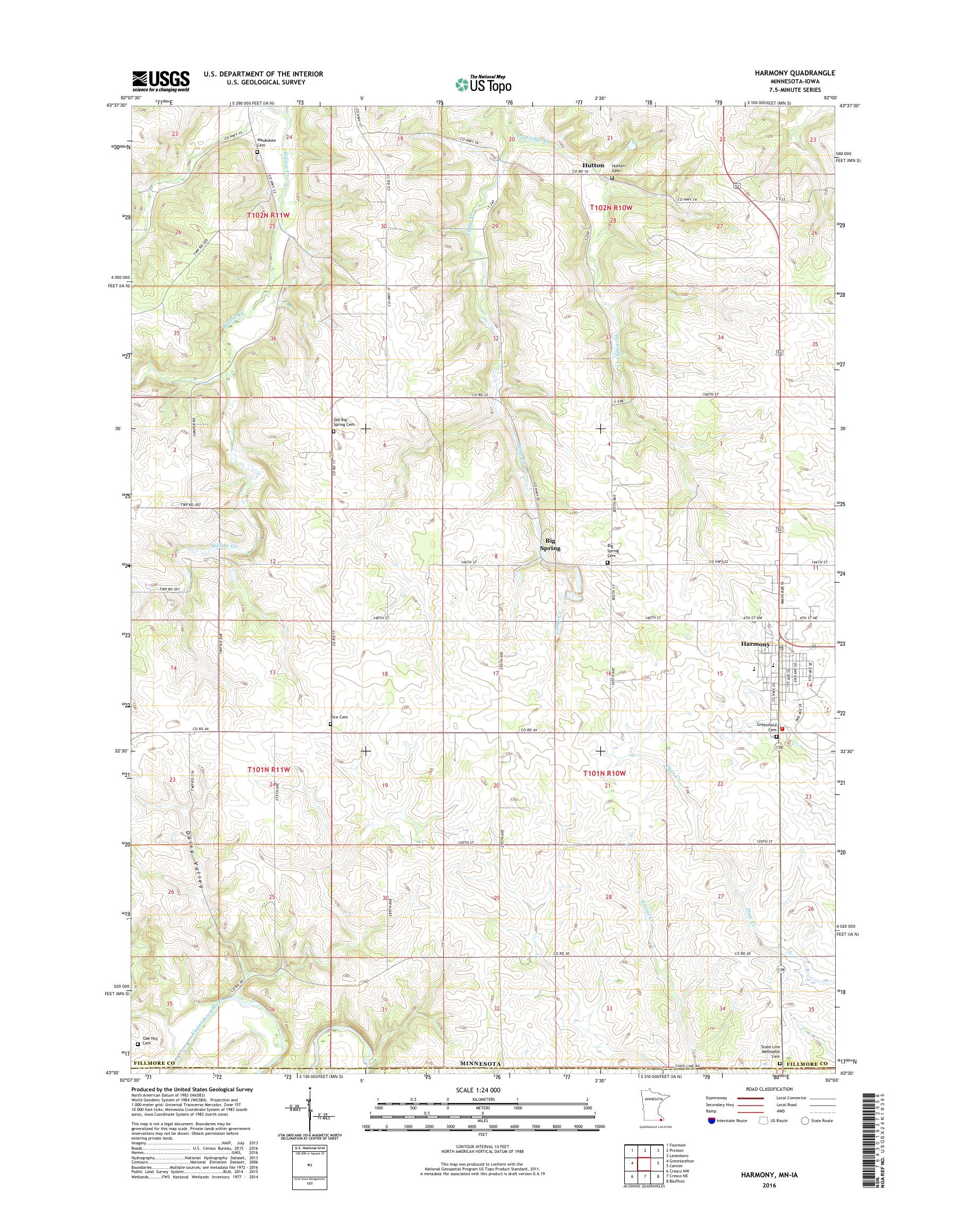 MyTopo Harmony, Minnesota USGS Quad Topo Map