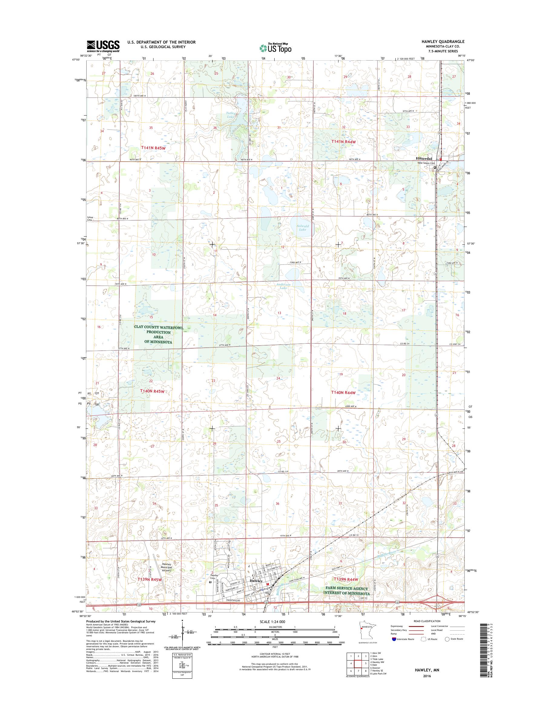 MyTopo Hawley, Minnesota USGS Quad Topo Map