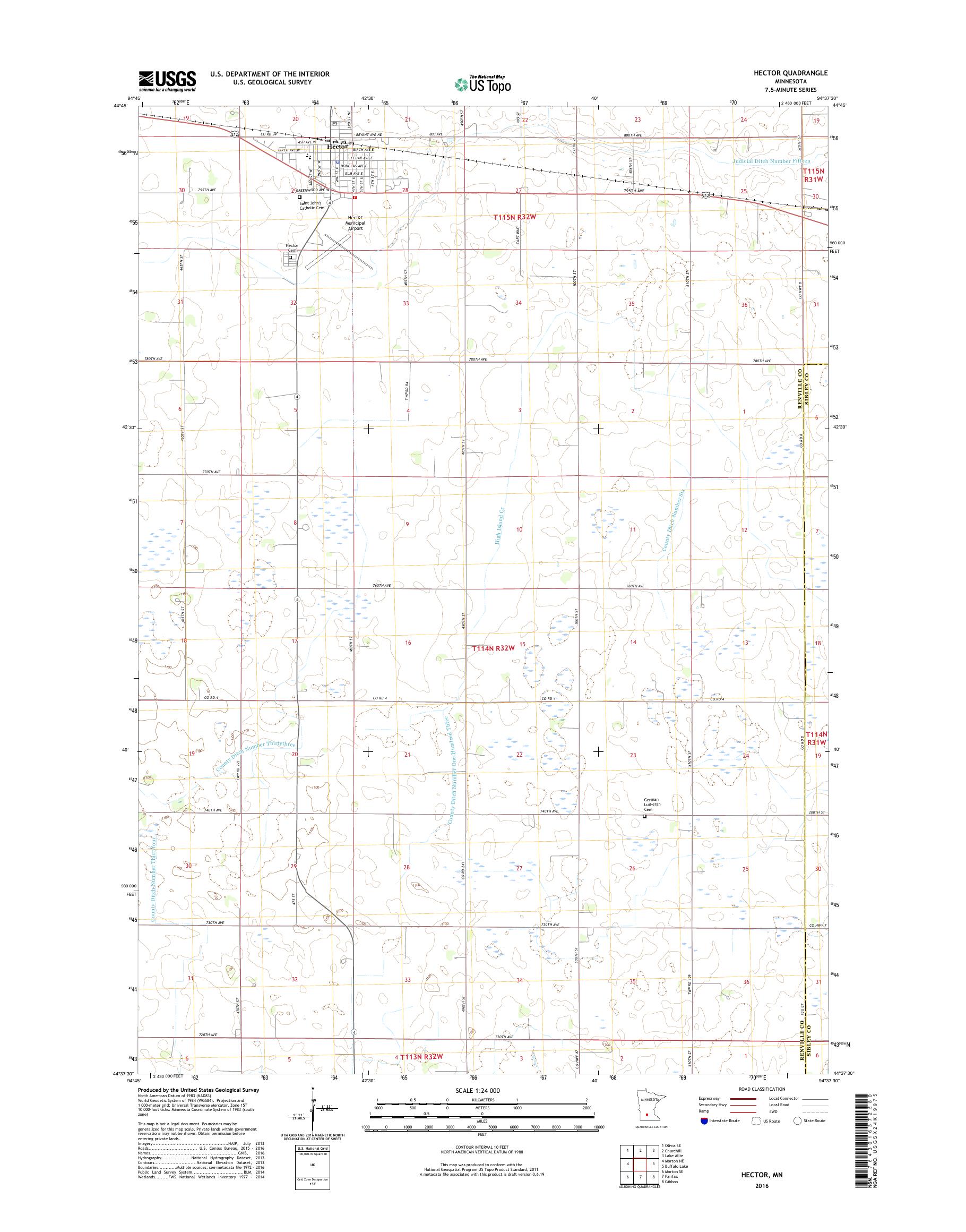 MyTopo Hector, Minnesota USGS Quad Topo Map