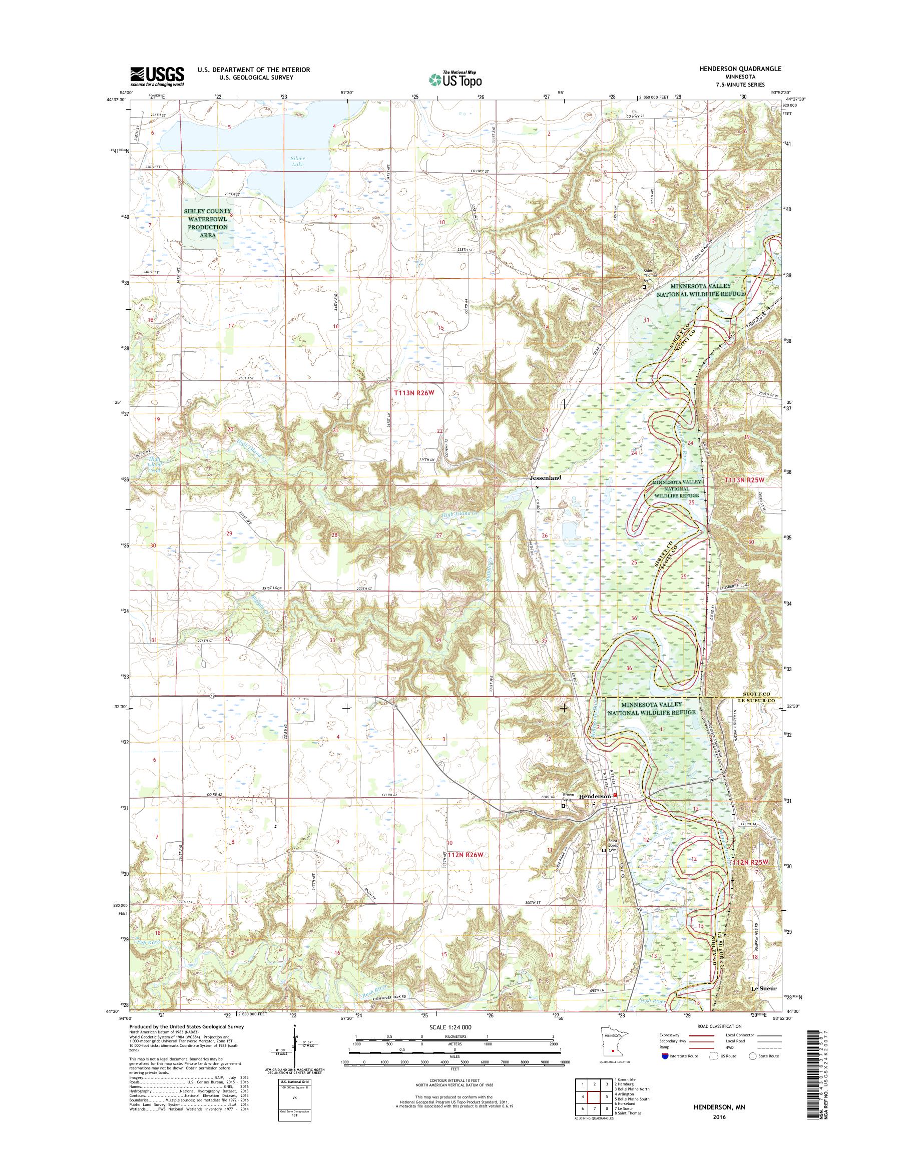 MyTopo Henderson, Minnesota USGS Quad Topo Map