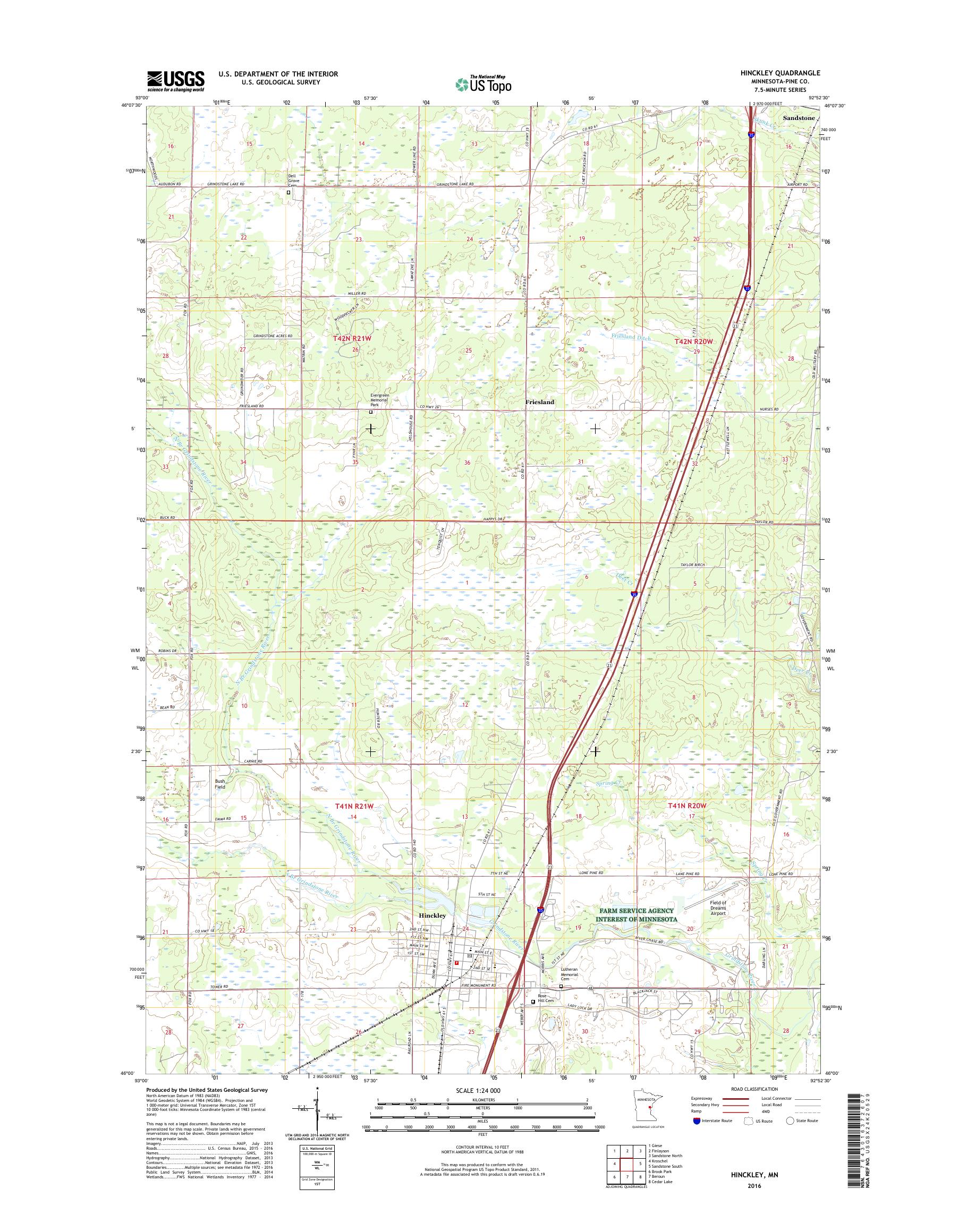 MyTopo Hinckley, Minnesota USGS Quad Topo Map