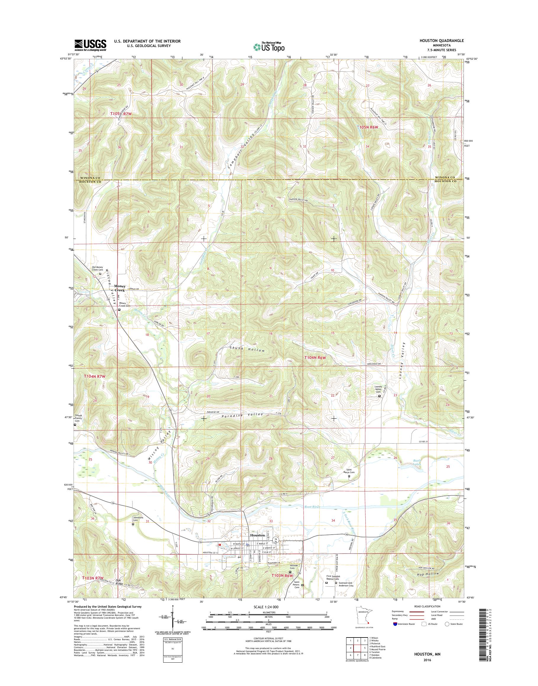 MyTopo Houston, Minnesota USGS Quad Topo Map