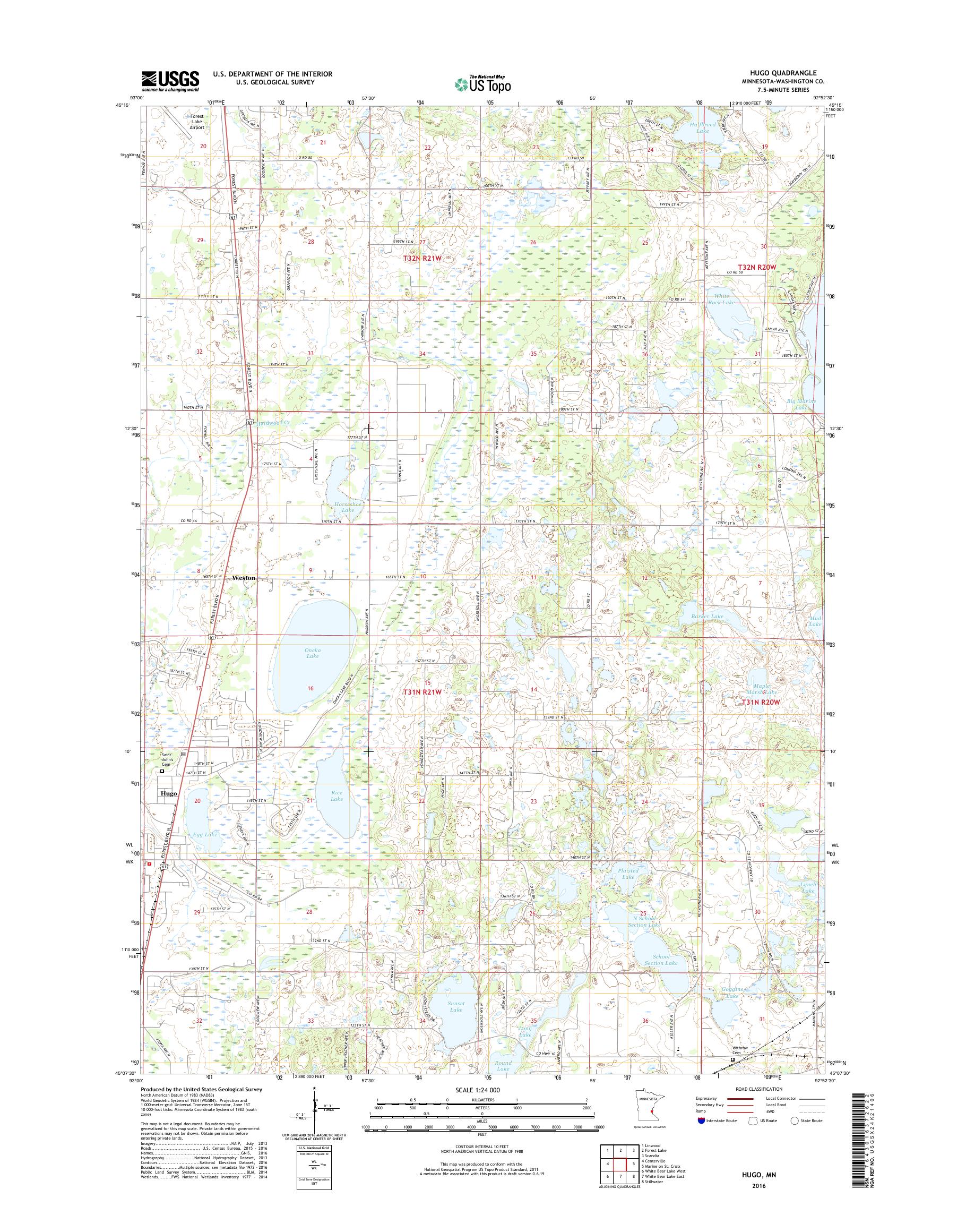 MyTopo Hugo, Minnesota USGS Quad Topo Map
