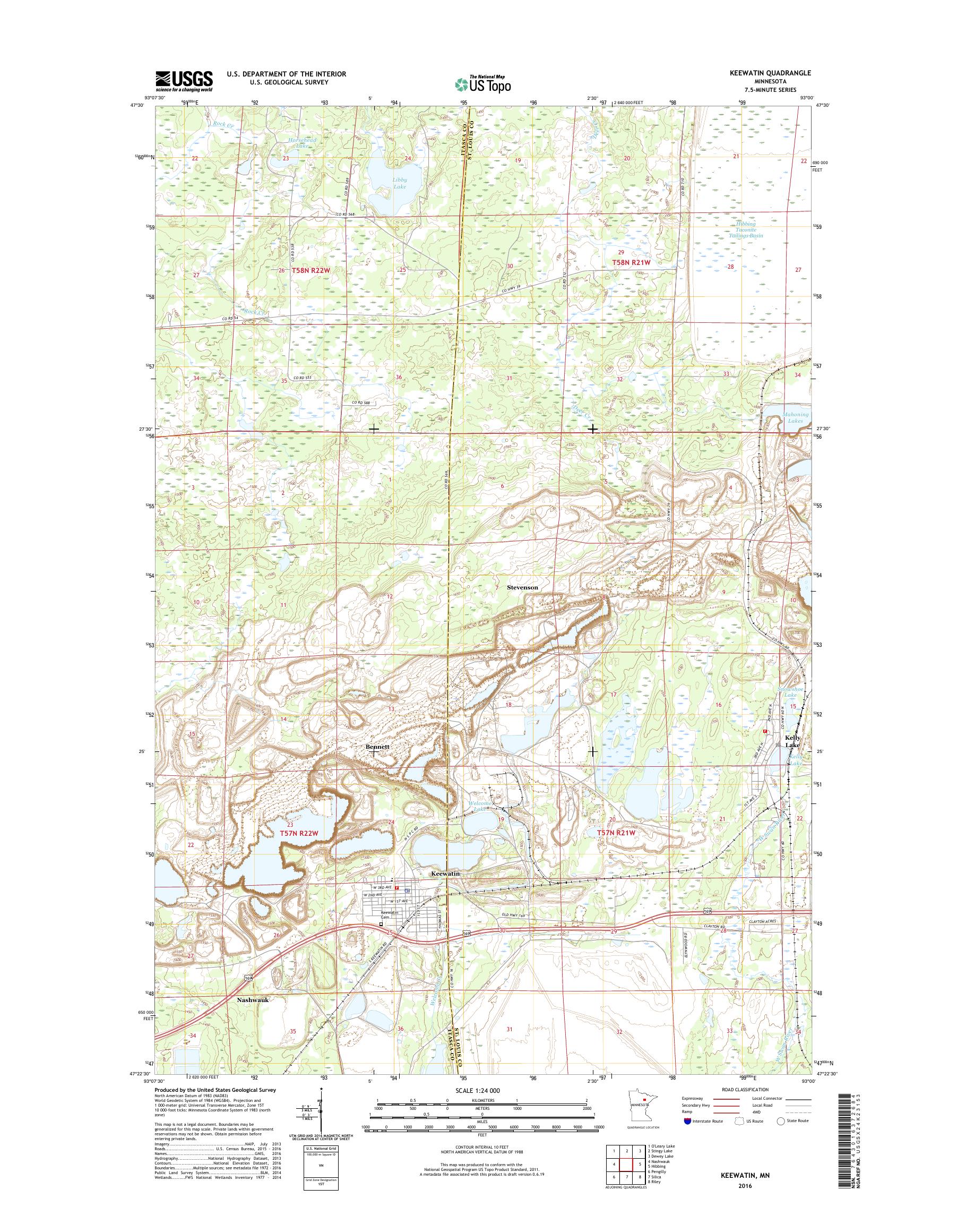 MyTopo Keewatin, Minnesota USGS Quad Topo Map