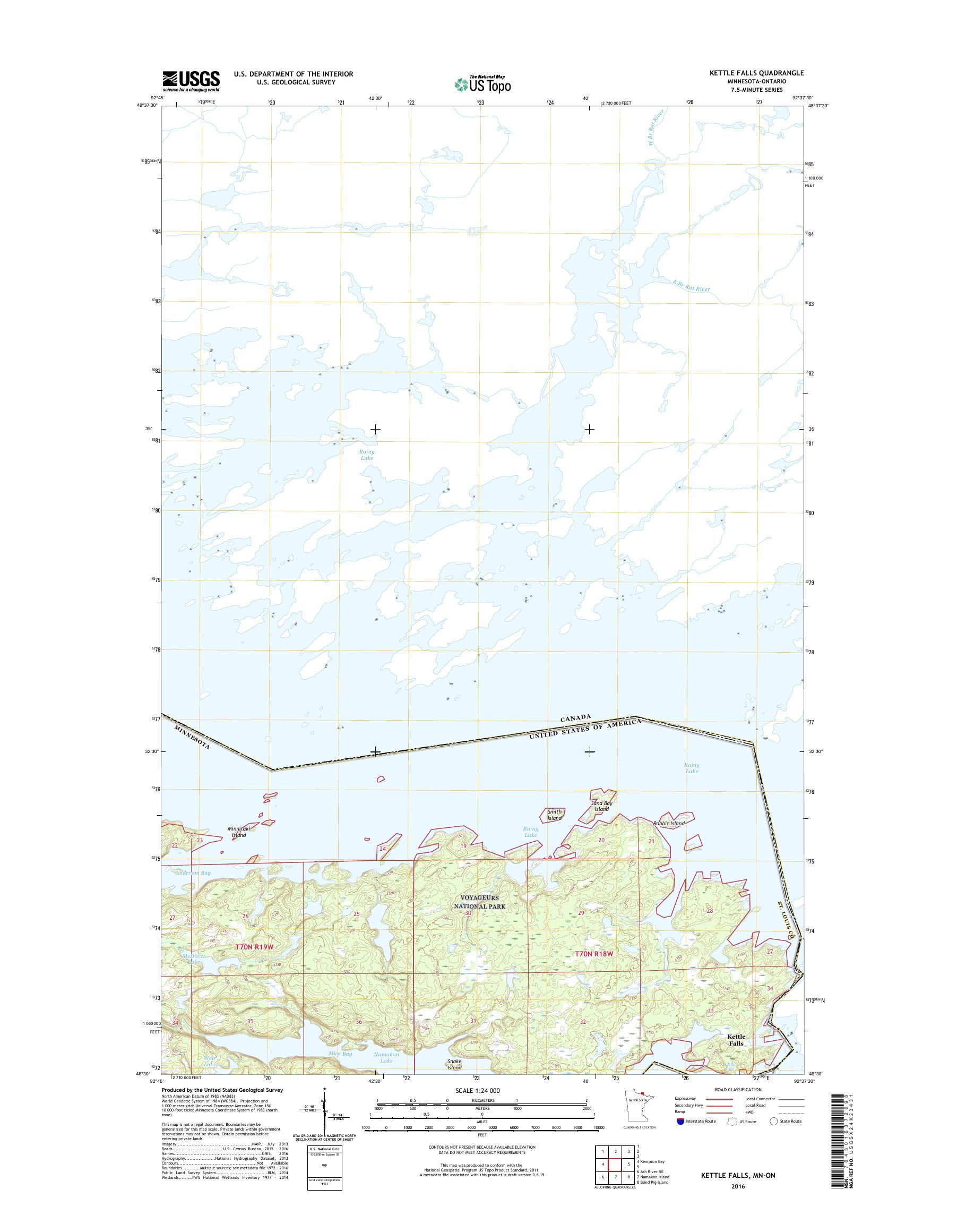 MyTopo Kettle Falls, Minnesota USGS Quad Topo Map