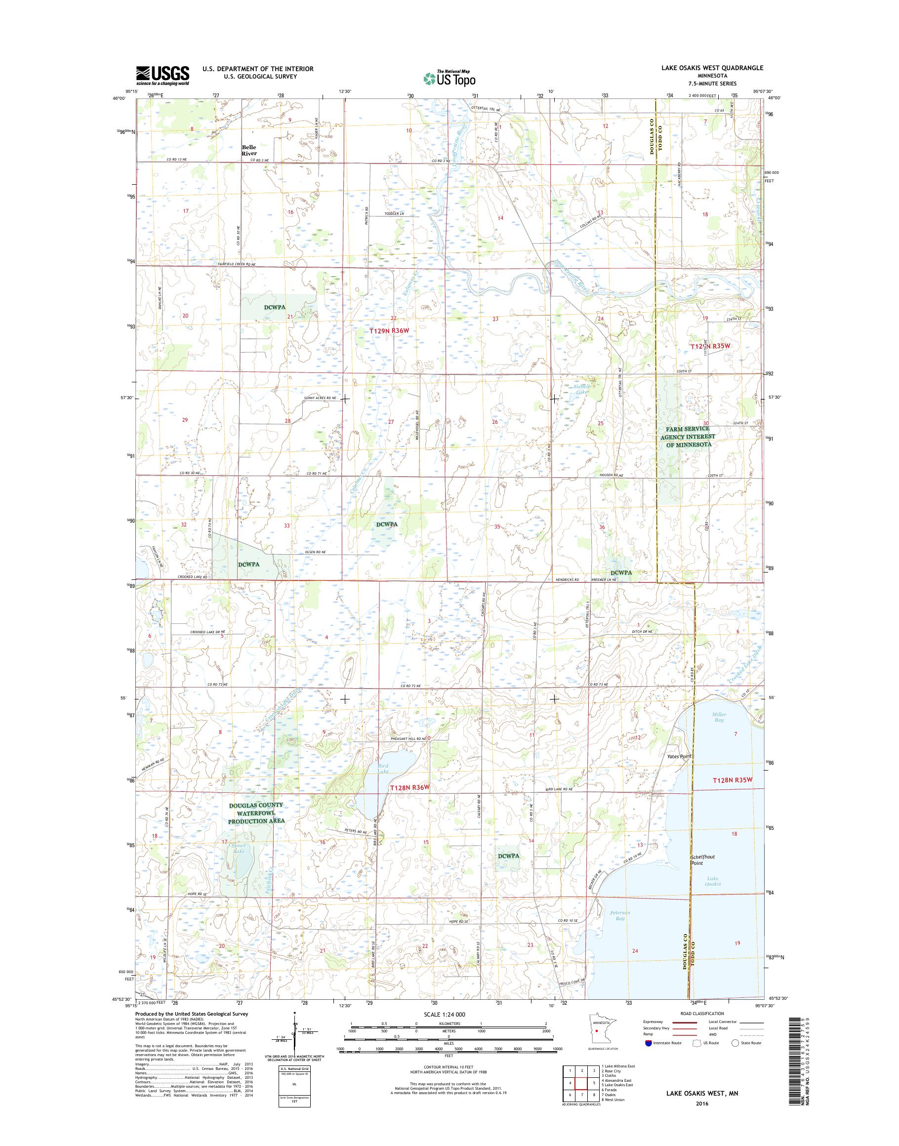 MyTopo Lake Osakis West, Minnesota USGS Quad Topo Map