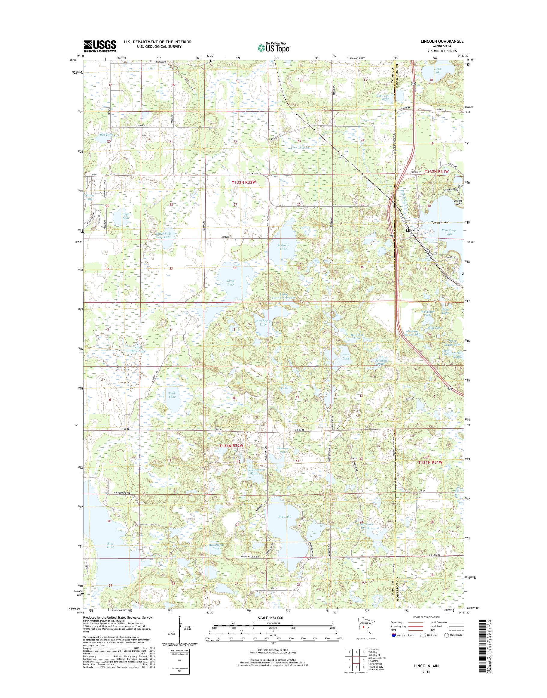 MyTopo Lincoln, Minnesota USGS Quad Topo Map