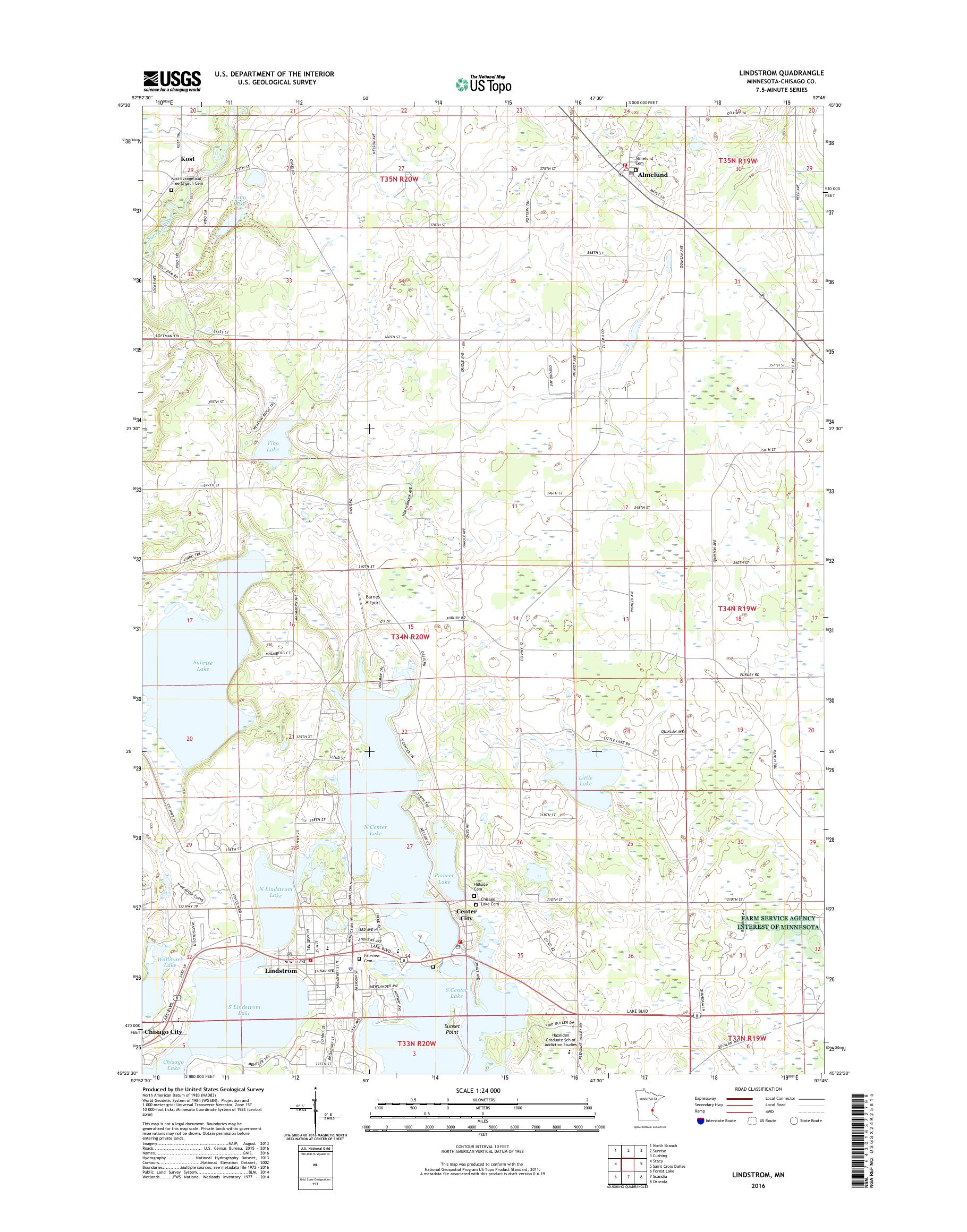 MyTopo Lindstrom, Minnesota USGS Quad Topo Map