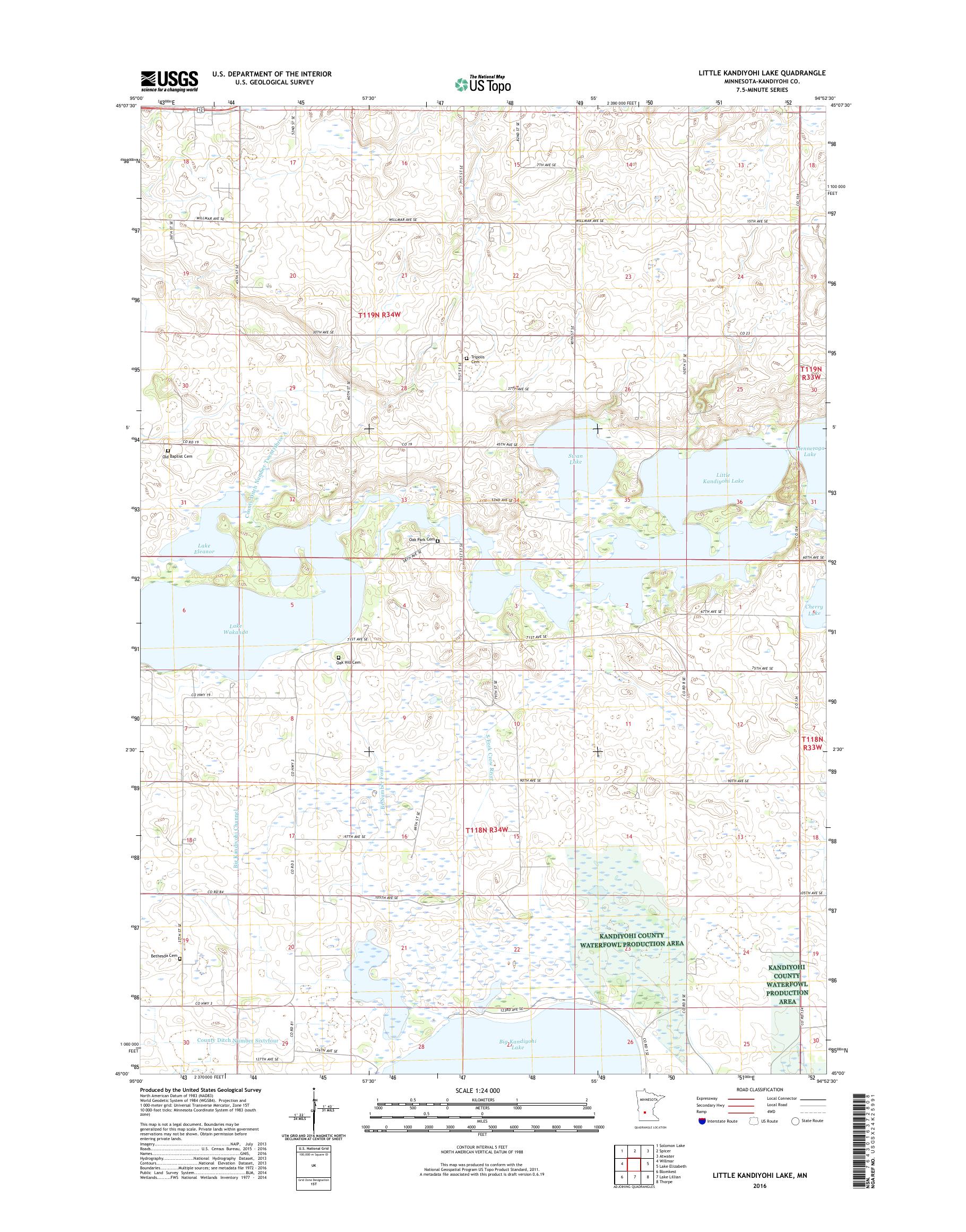 MyTopo Little Kandiyohi Lake, Minnesota USGS Quad Topo Map