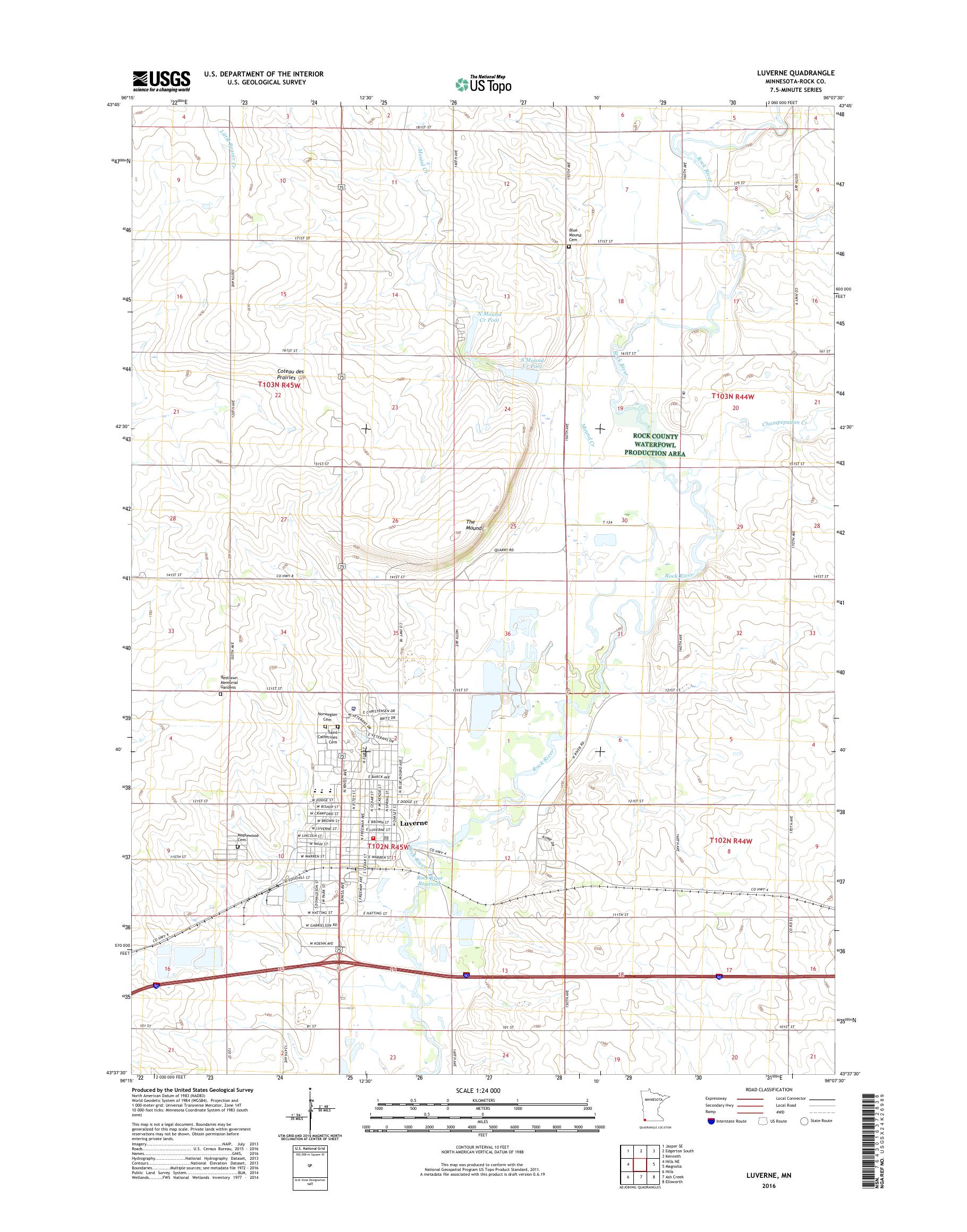 MyTopo Luverne, Minnesota USGS Quad Topo Map