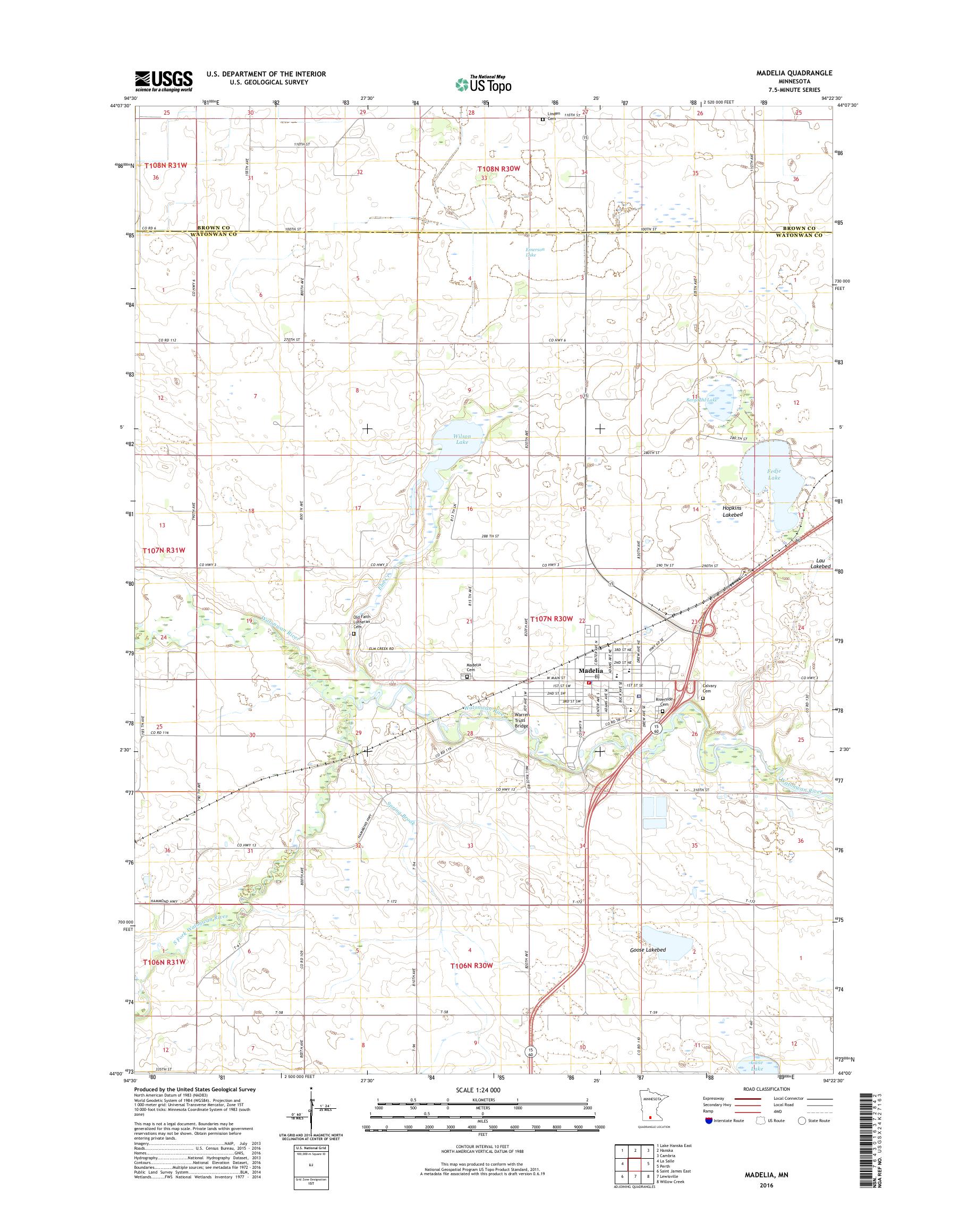 MyTopo Madelia, Minnesota USGS Quad Topo Map