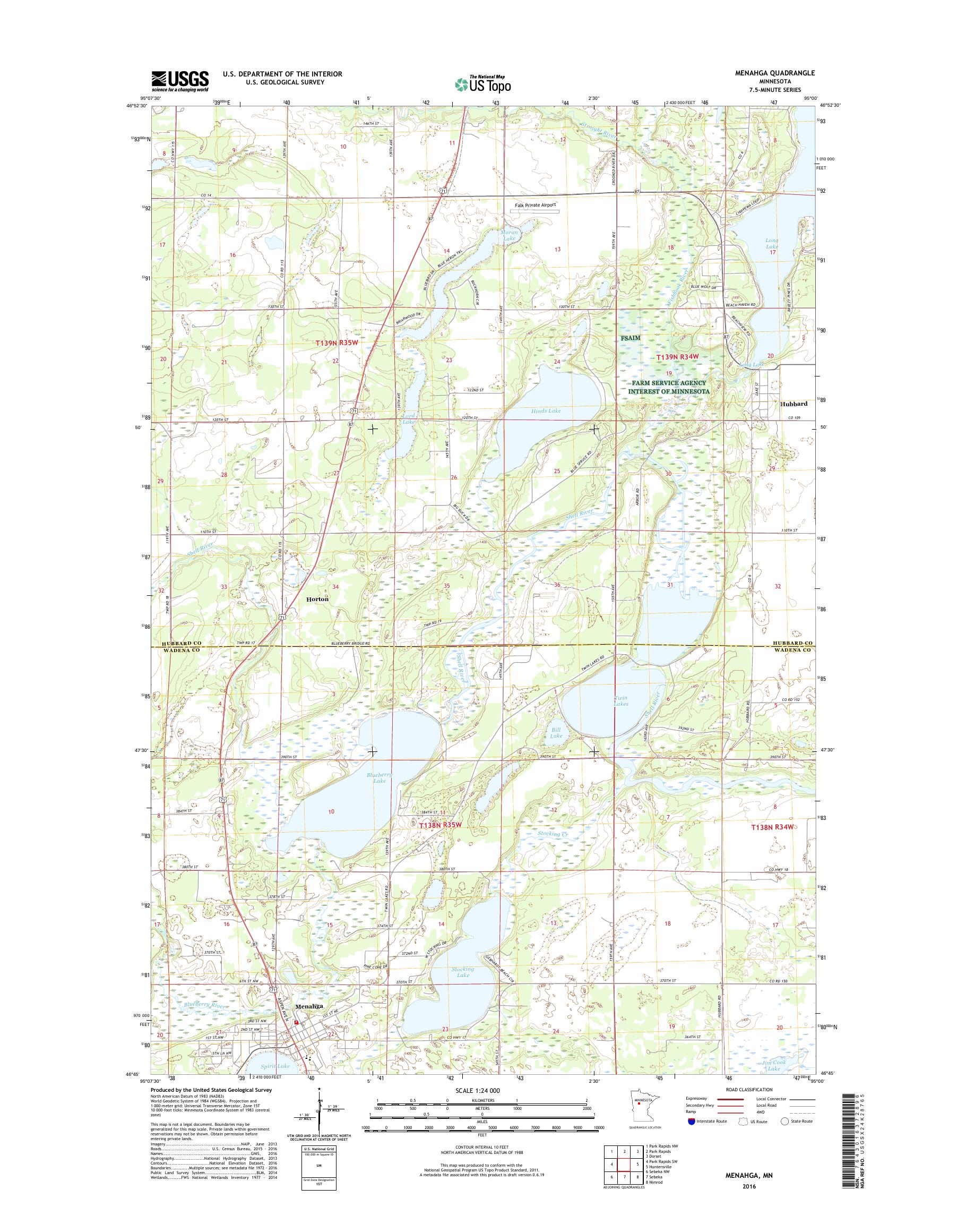 MyTopo Menahga, Minnesota USGS Quad Topo Map
