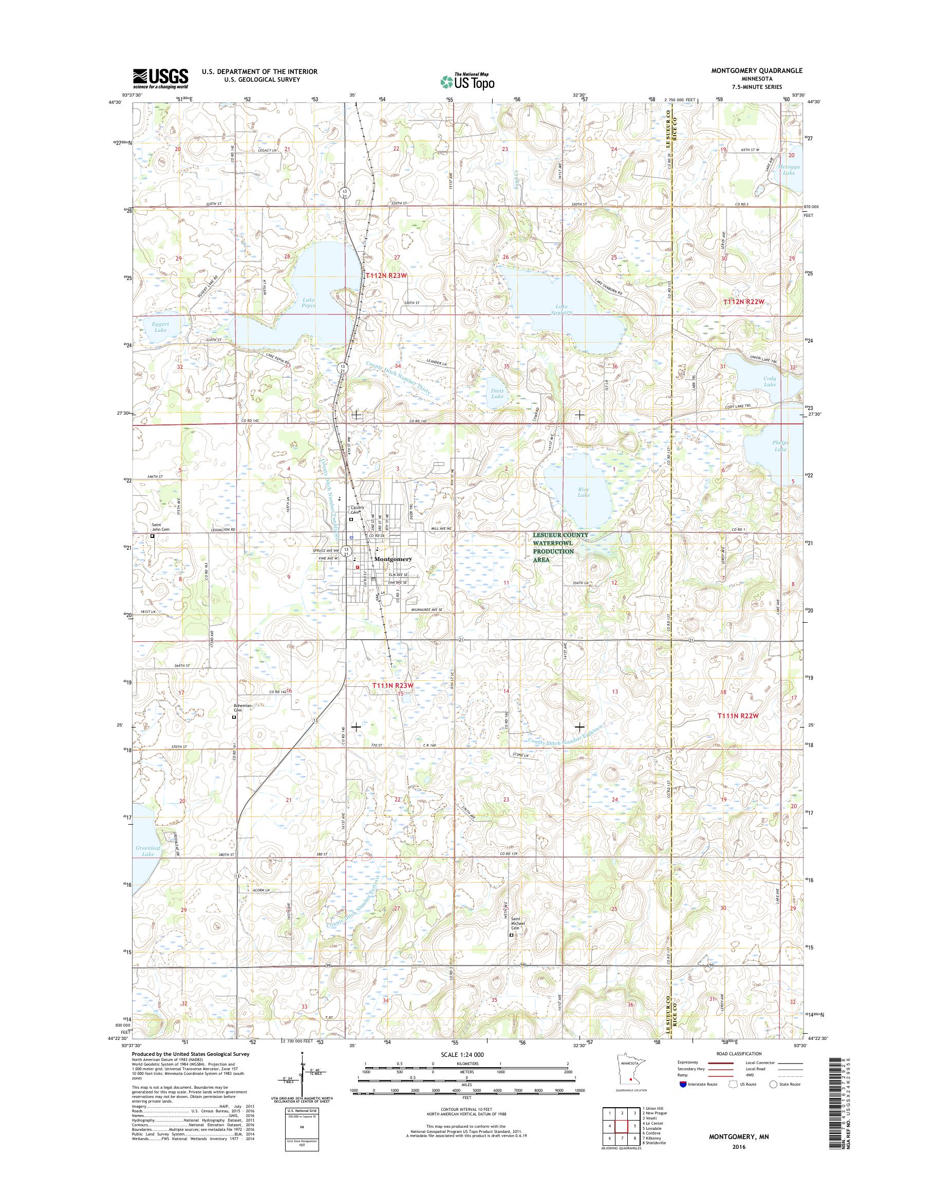 MyTopo Montgomery, Minnesota USGS Quad Topo Map