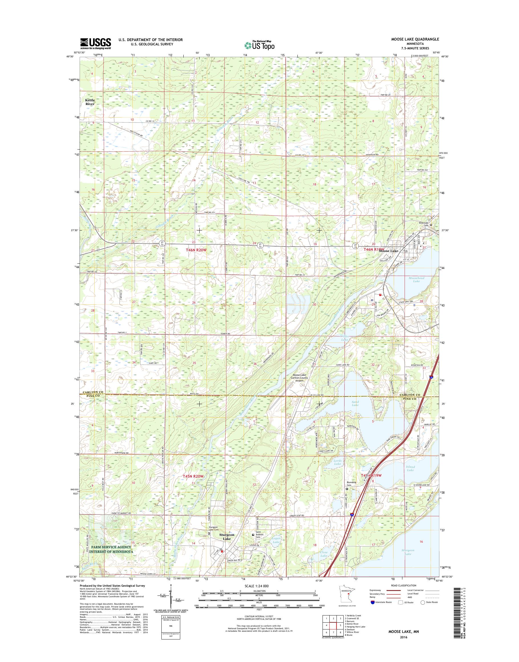 MyTopo Moose Lake, Minnesota USGS Quad Topo Map
