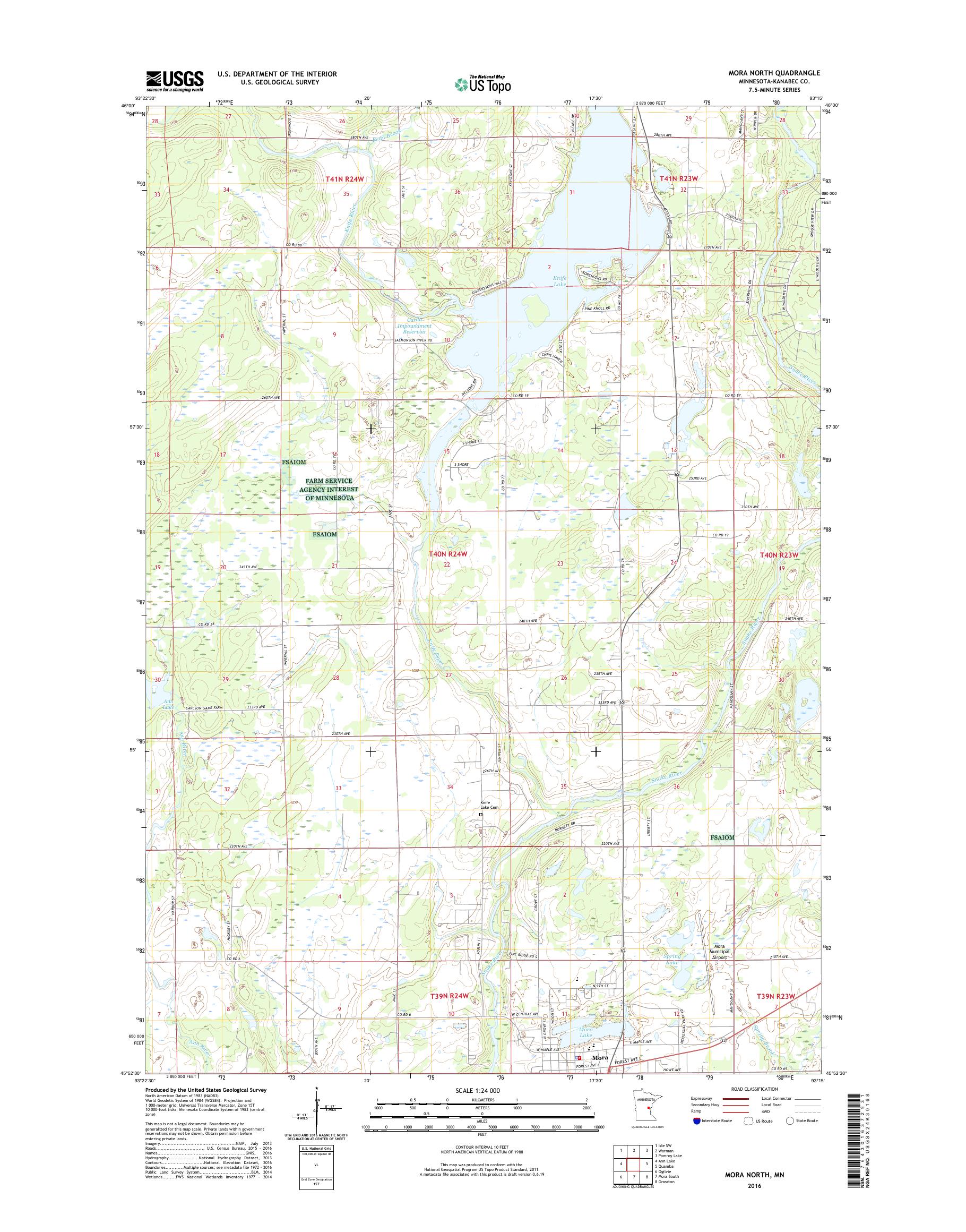 MyTopo Mora North, Minnesota USGS Quad Topo Map