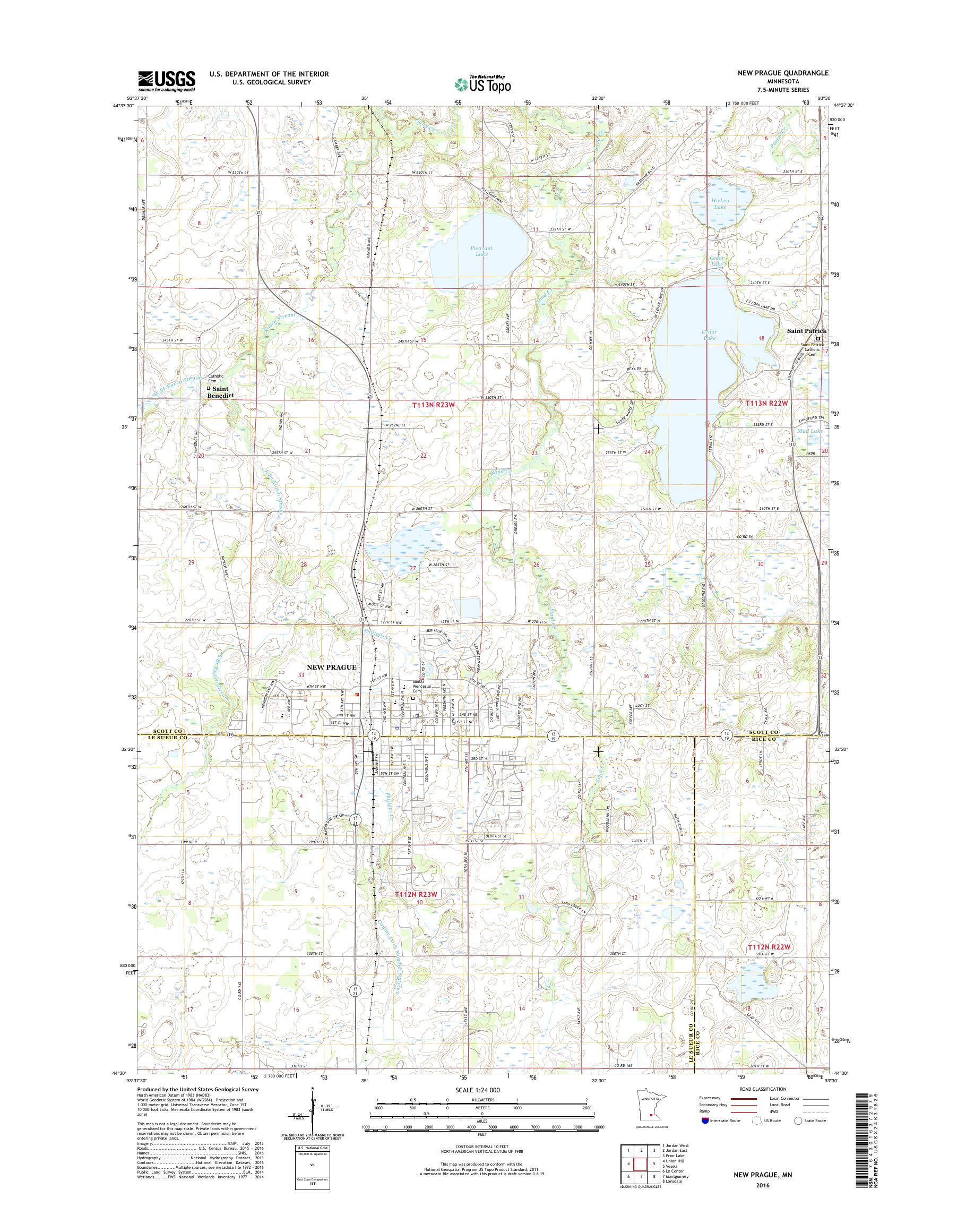 MyTopo New Prague, Minnesota USGS Quad Topo Map