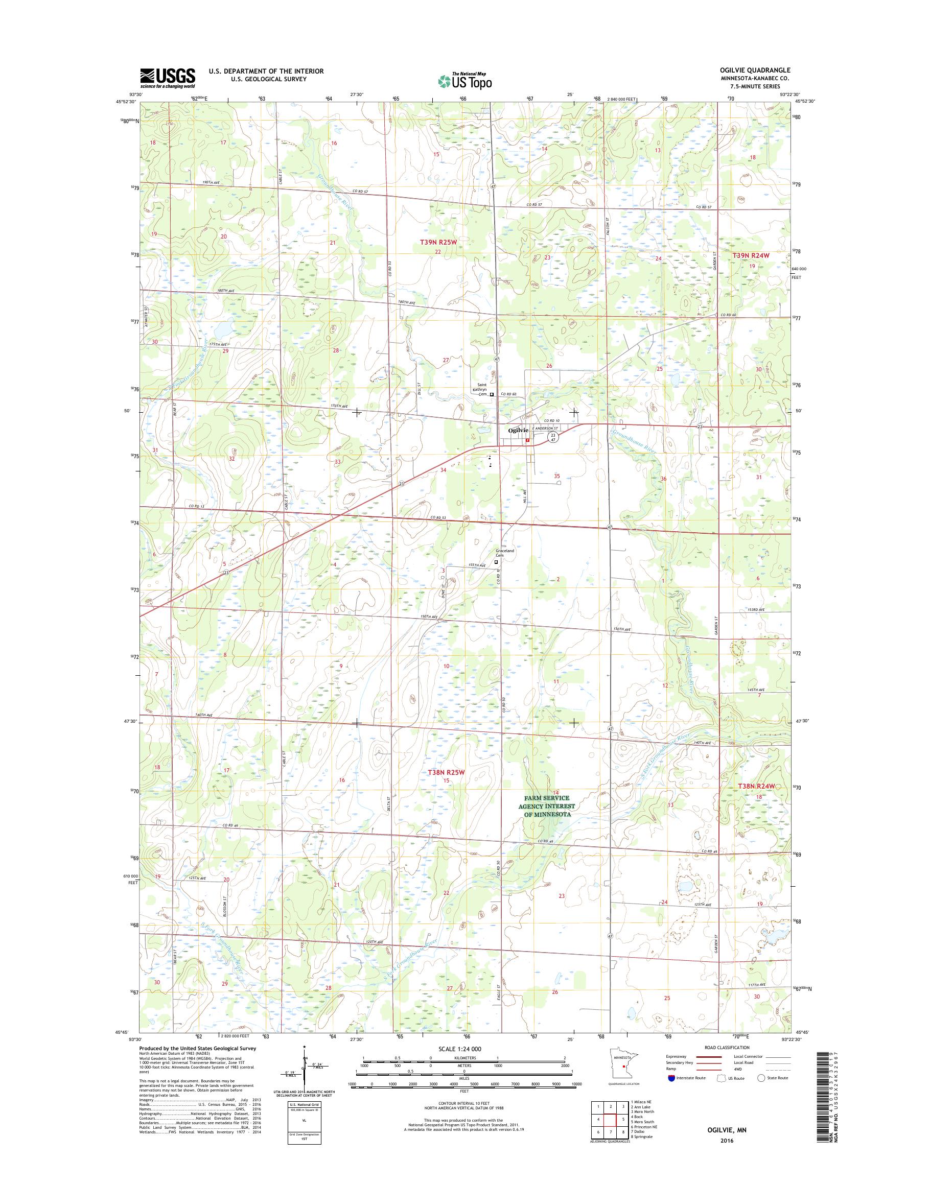 MyTopo Ogilvie, Minnesota USGS Quad Topo Map
