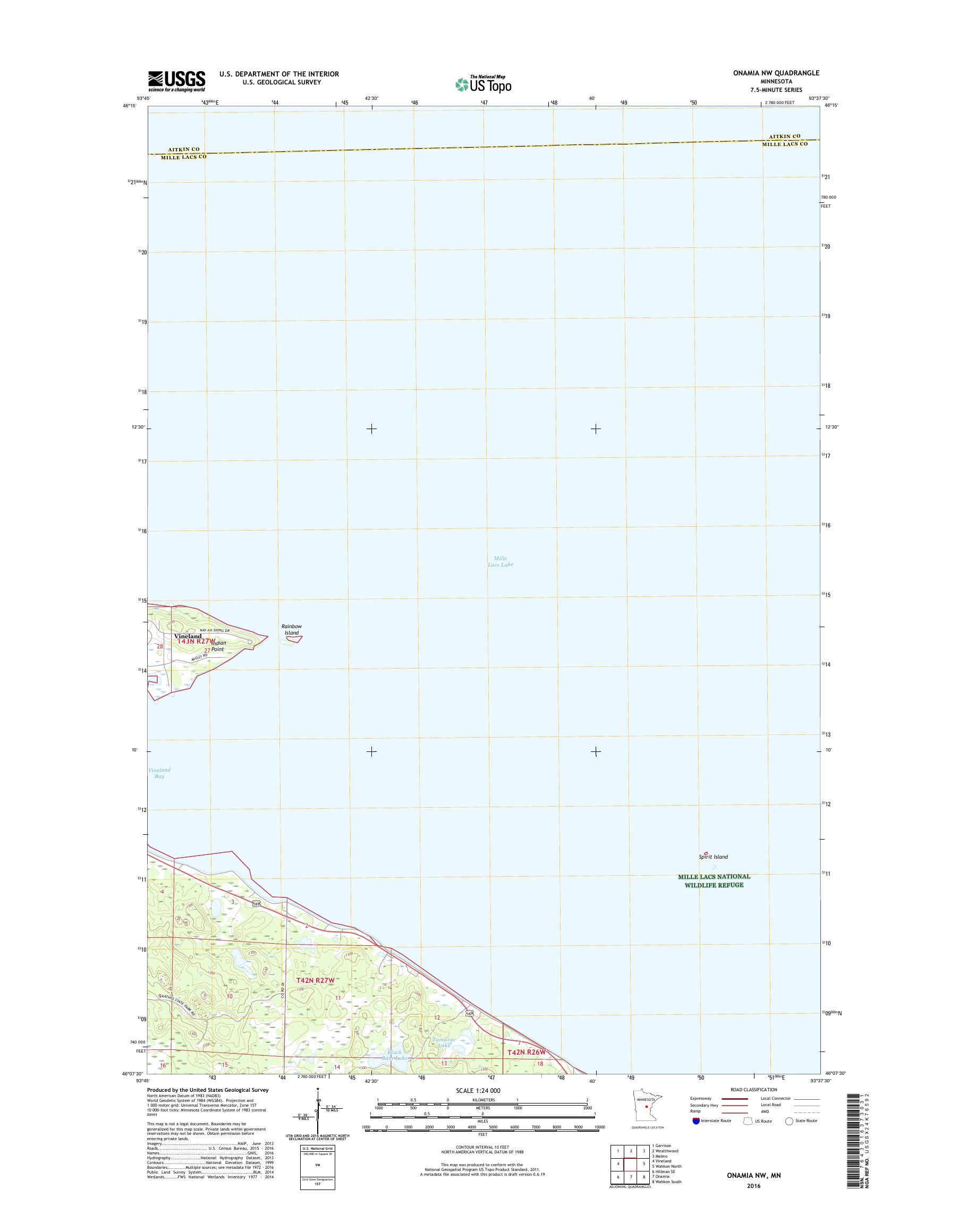 MyTopo Onamia NW, Minnesota USGS Quad Topo Map