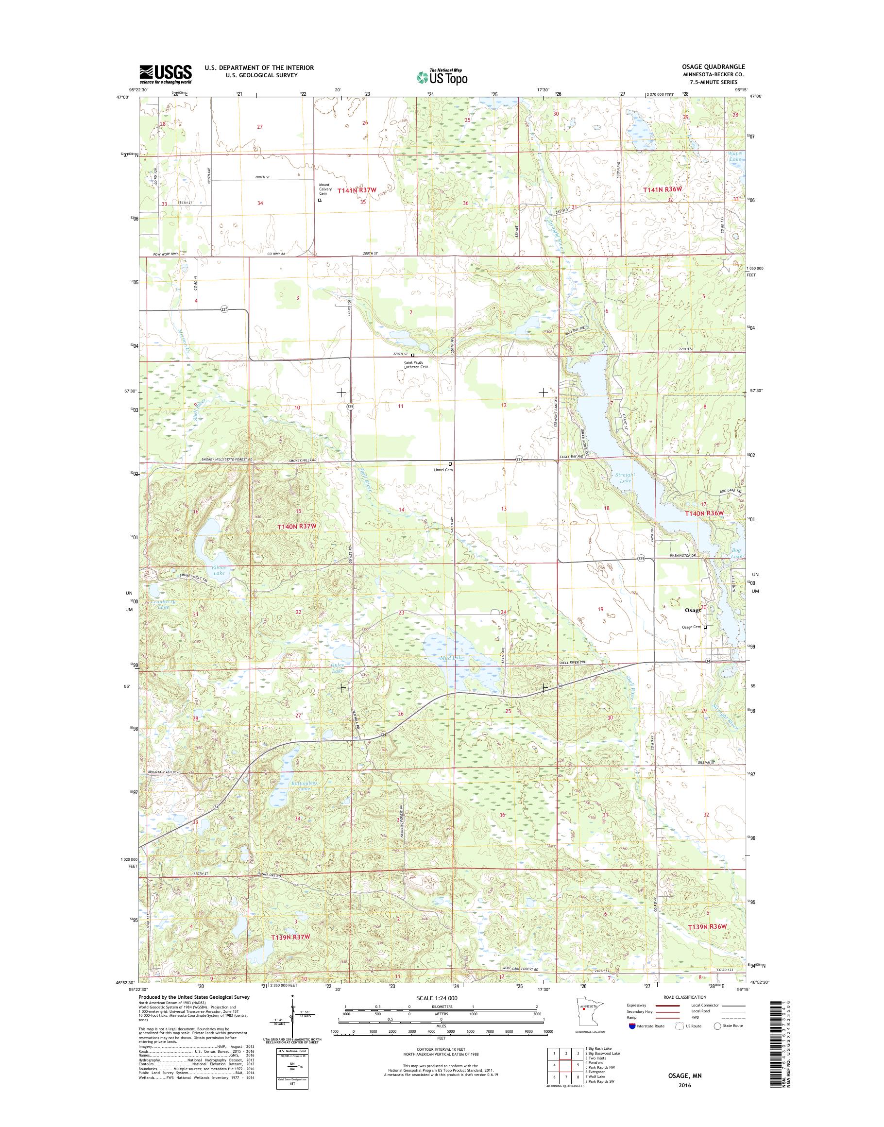 MyTopo Osage, Minnesota USGS Quad Topo Map