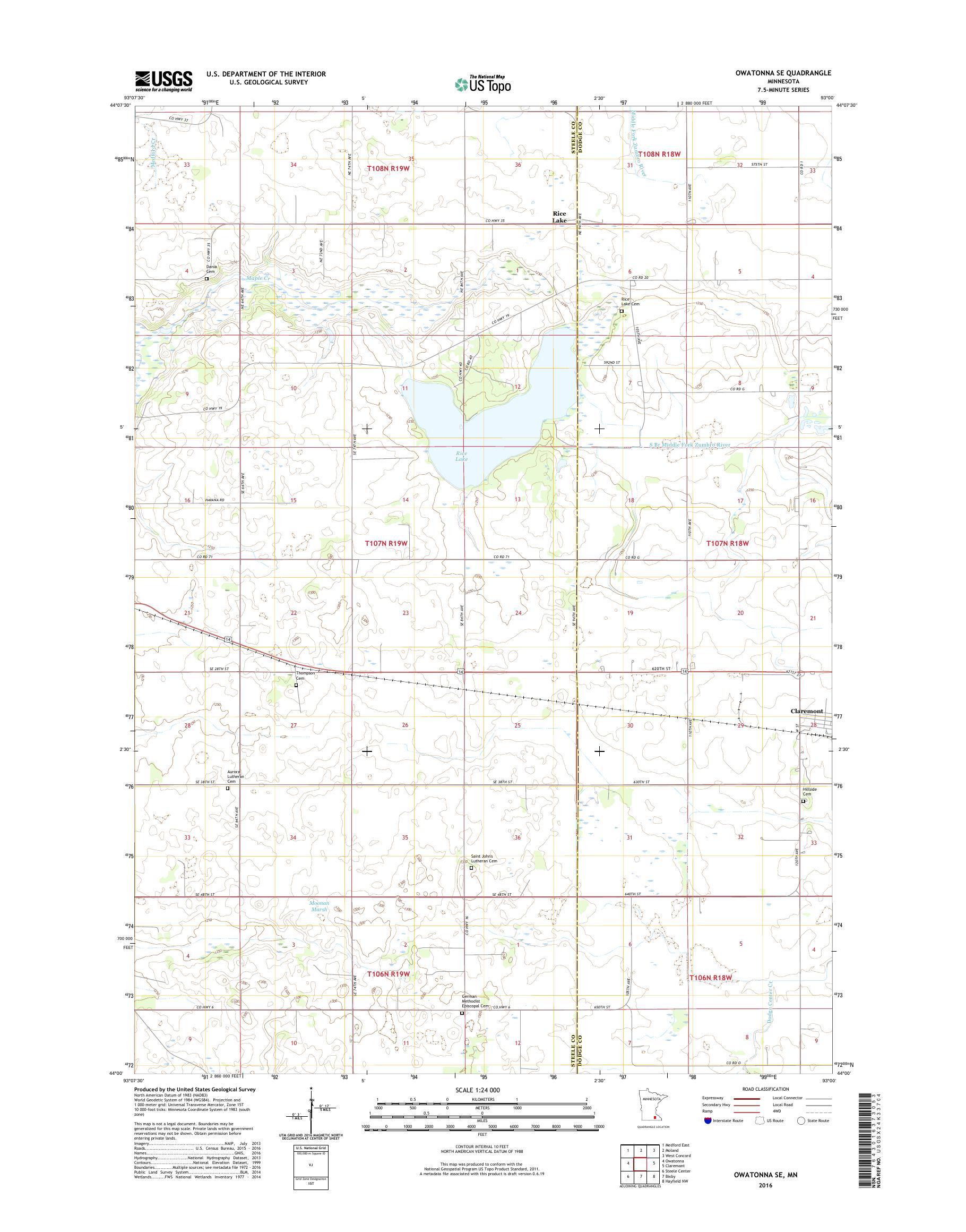 MyTopo Owatonna SE, Minnesota USGS Quad Topo Map