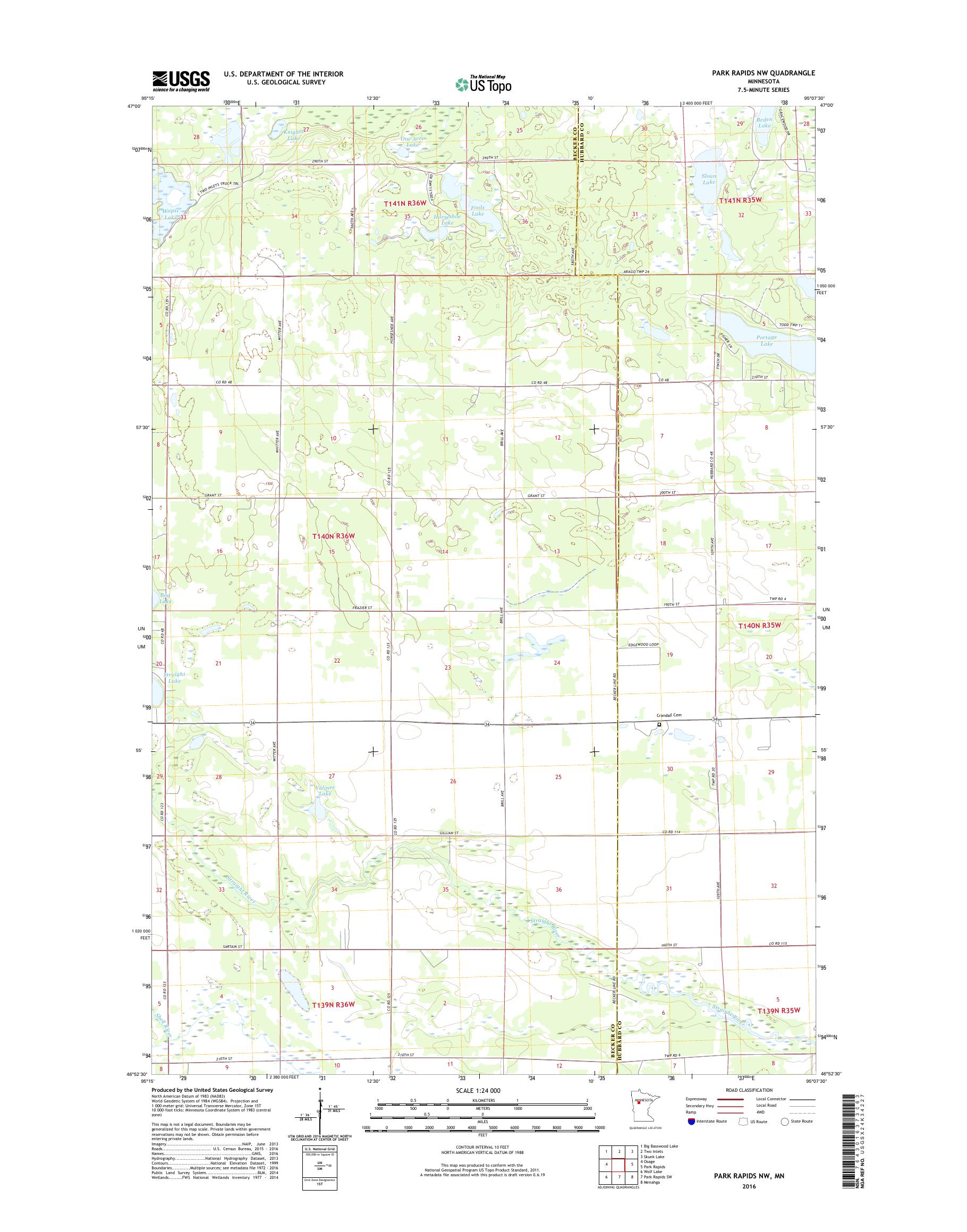 MyTopo Park Rapids NW, Minnesota USGS Quad Topo Map