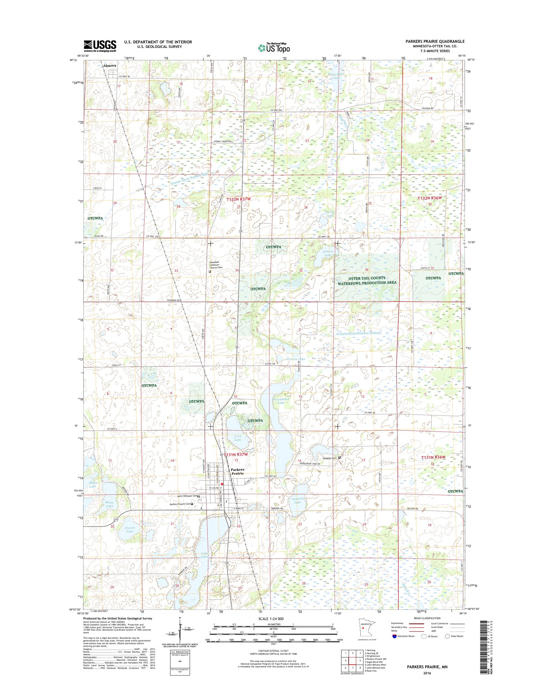 MyTopo Parkers Prairie, Minnesota USGS Quad Topo Map