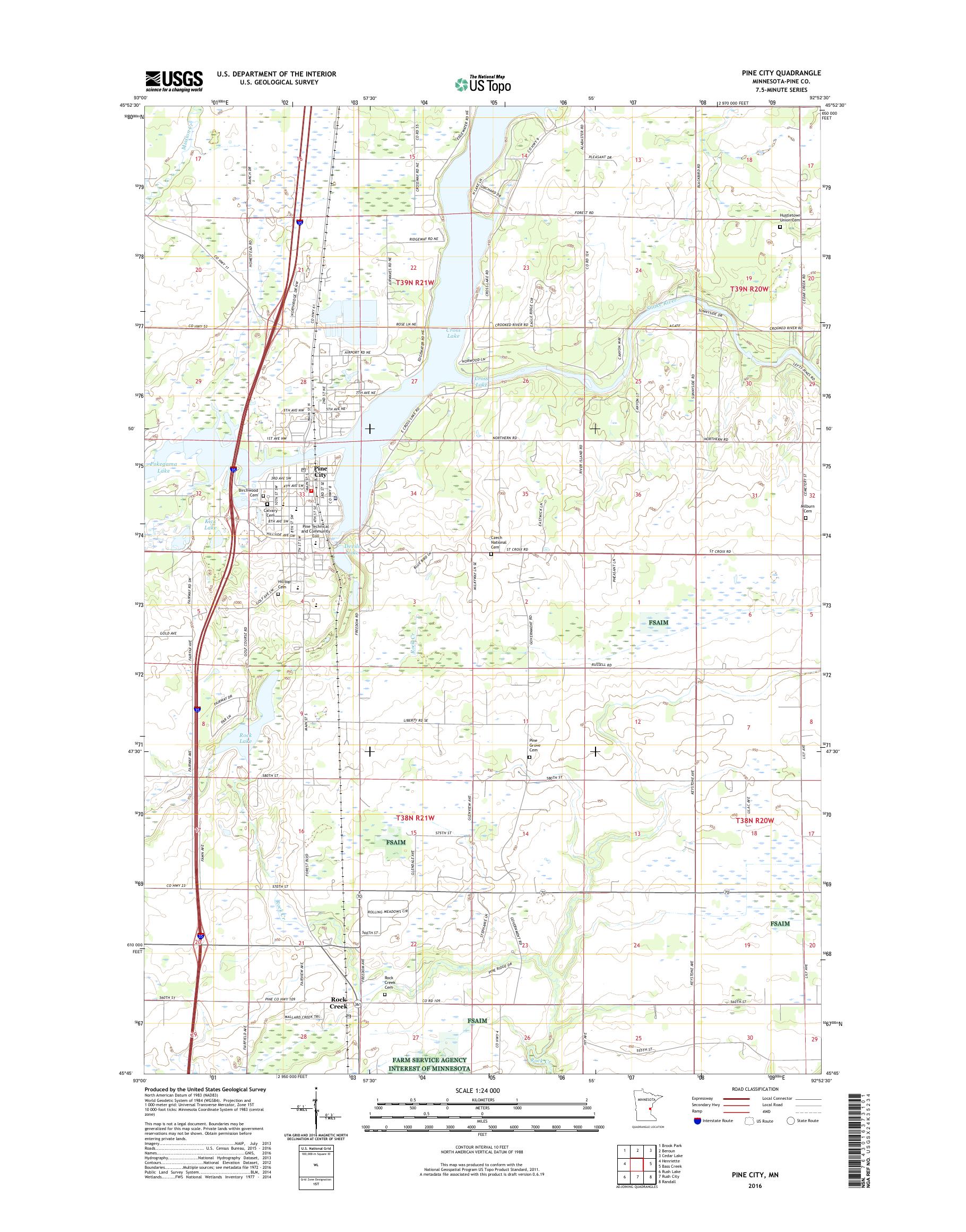 MyTopo Pine City, Minnesota USGS Quad Topo Map