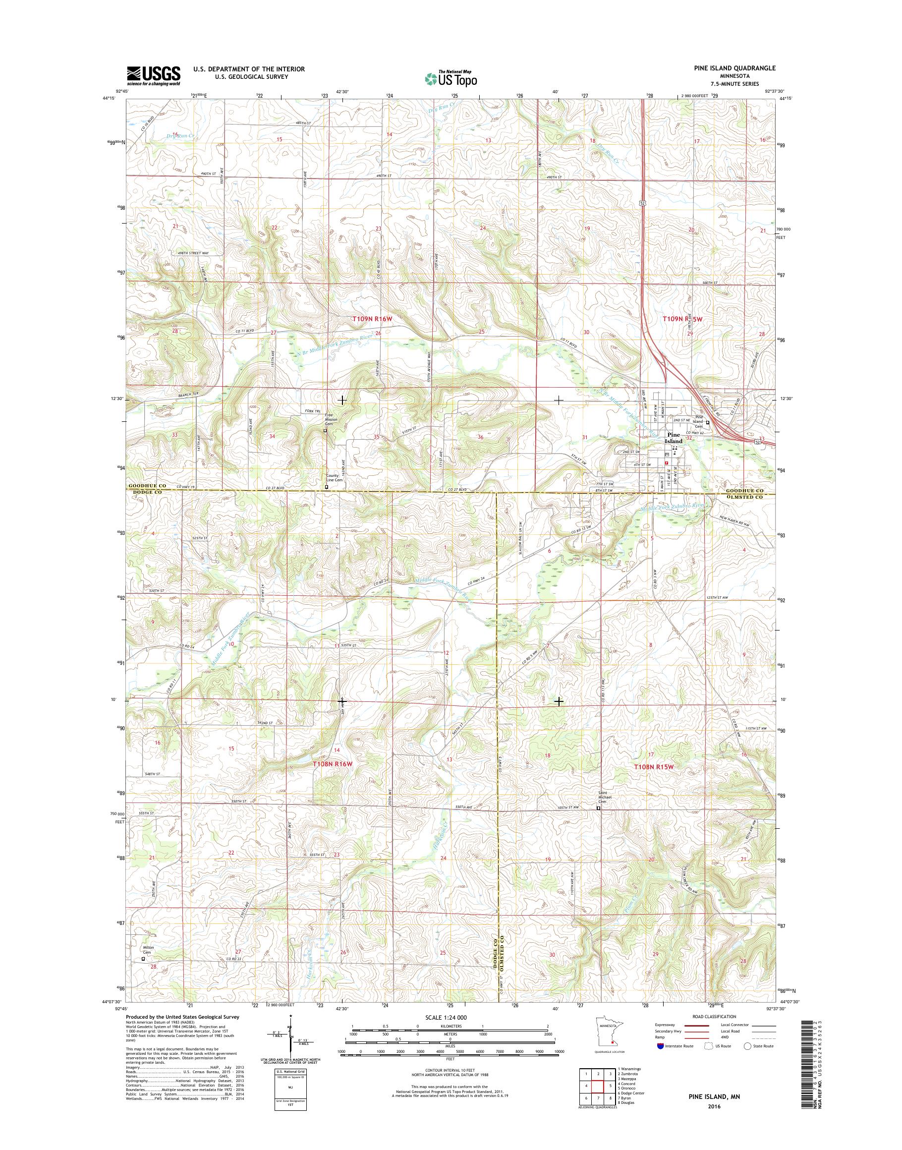 MyTopo Pine Island, Minnesota USGS Quad Topo Map
