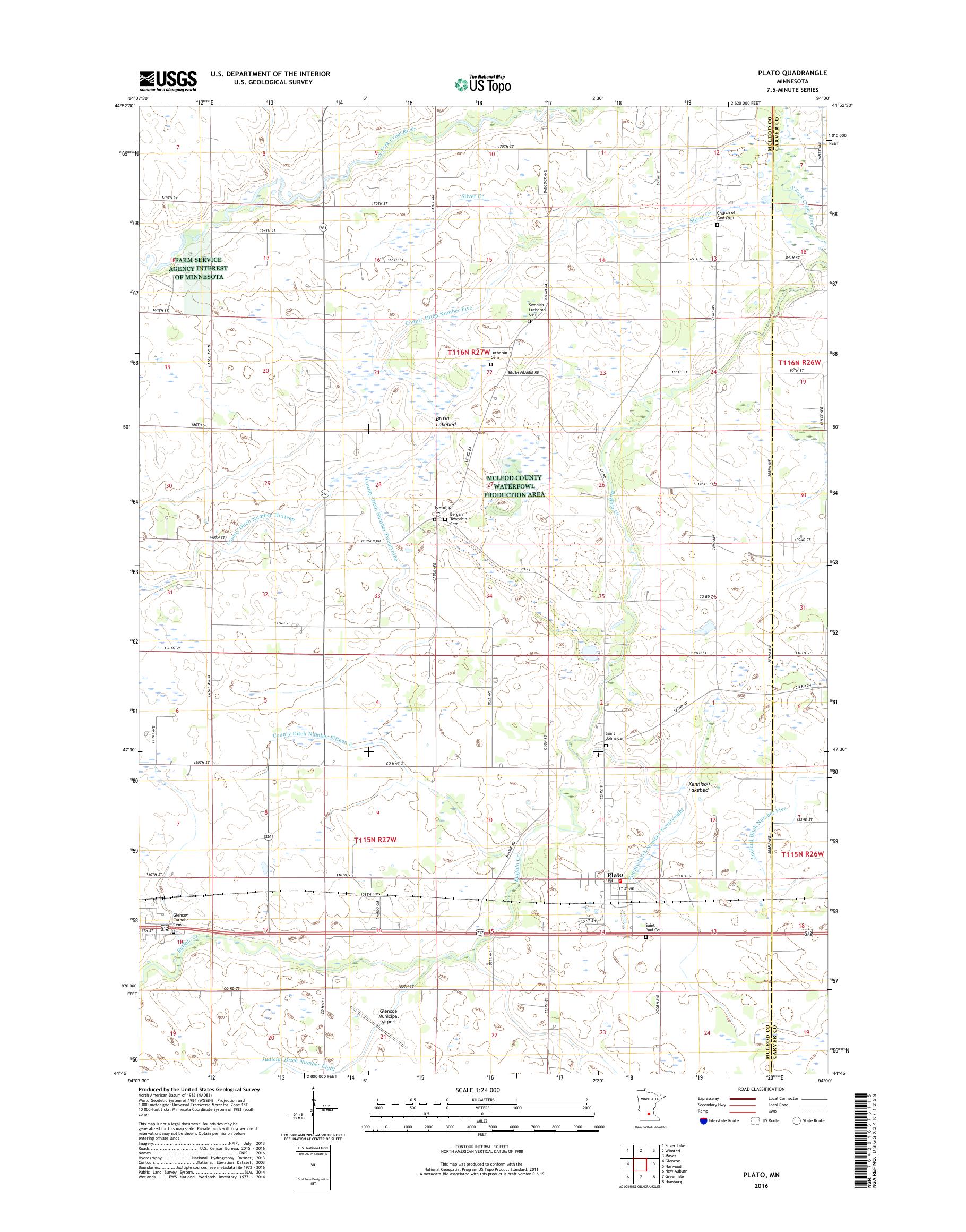 MyTopo Plato, Minnesota USGS Quad Topo Map