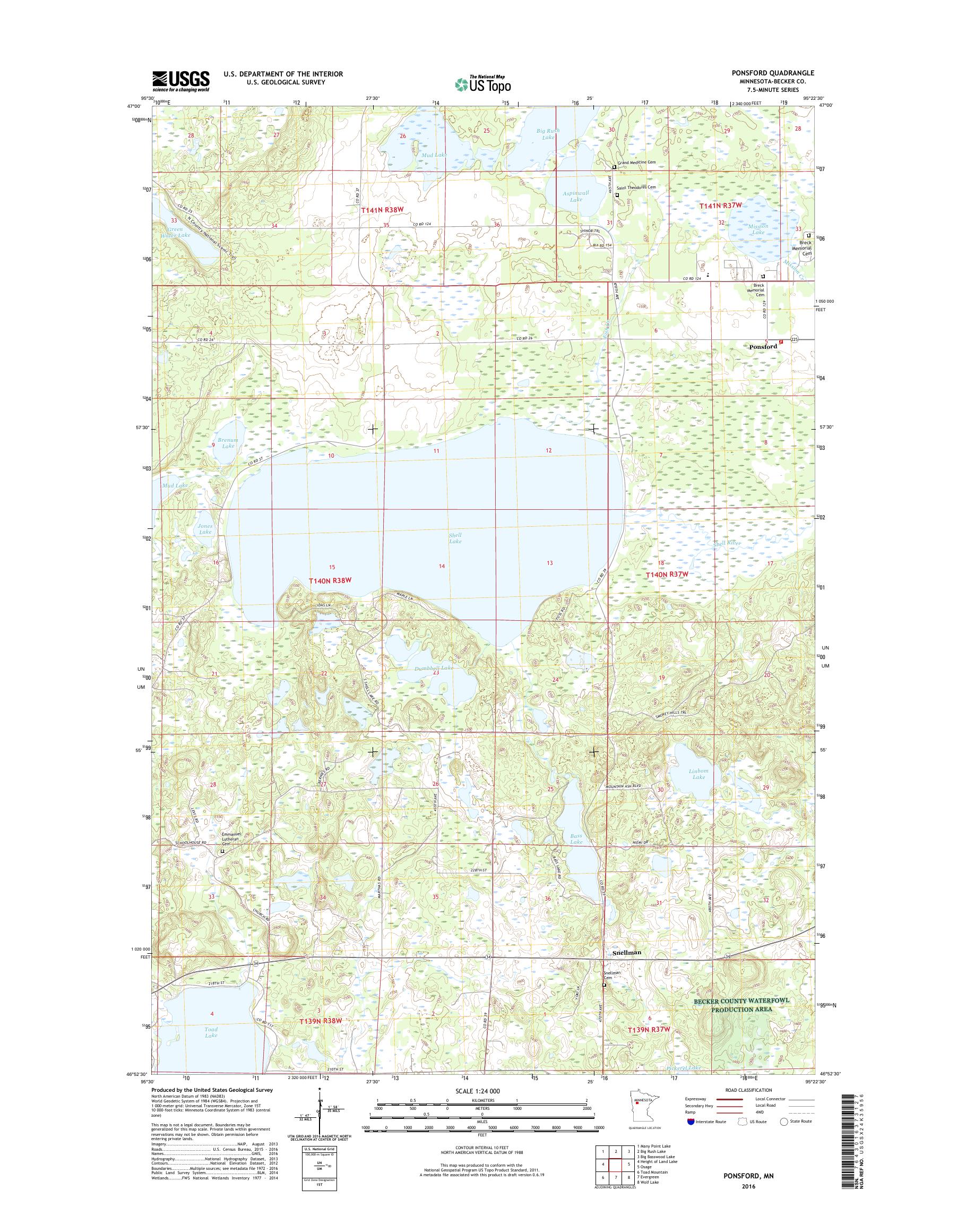 MyTopo Ponsford, Minnesota USGS Quad Topo Map