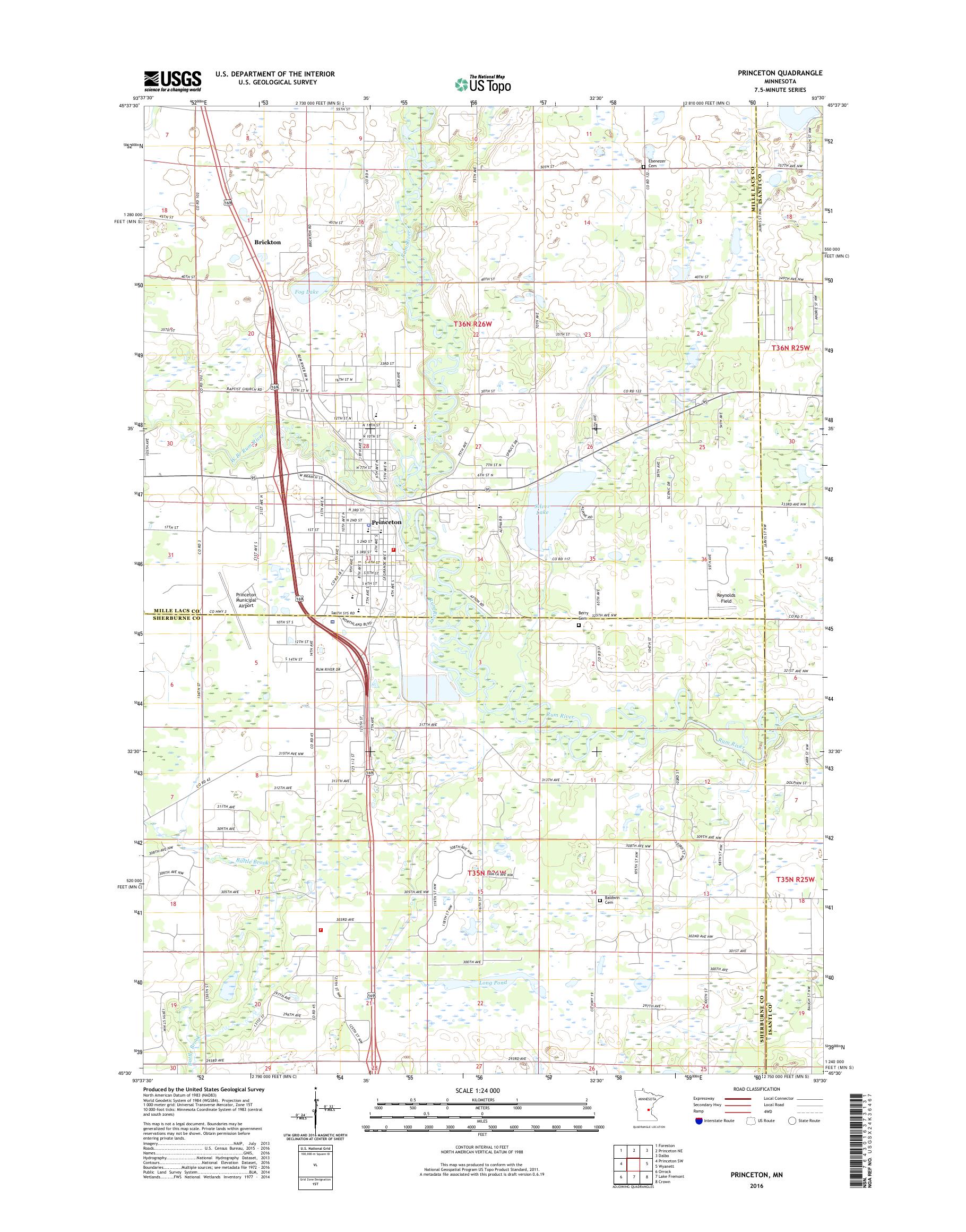 MyTopo Princeton, Minnesota USGS Quad Topo Map