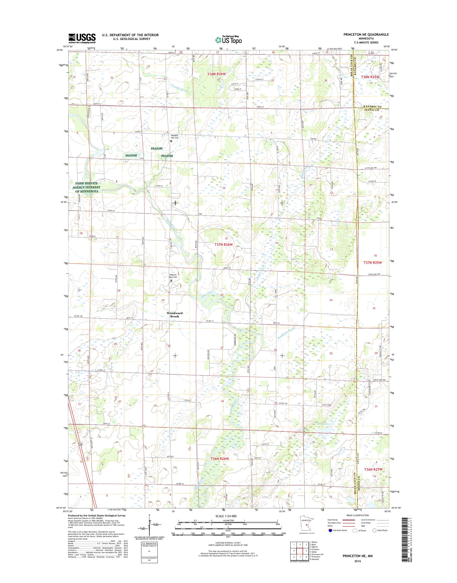 MyTopo Princeton NE, Minnesota USGS Quad Topo Map