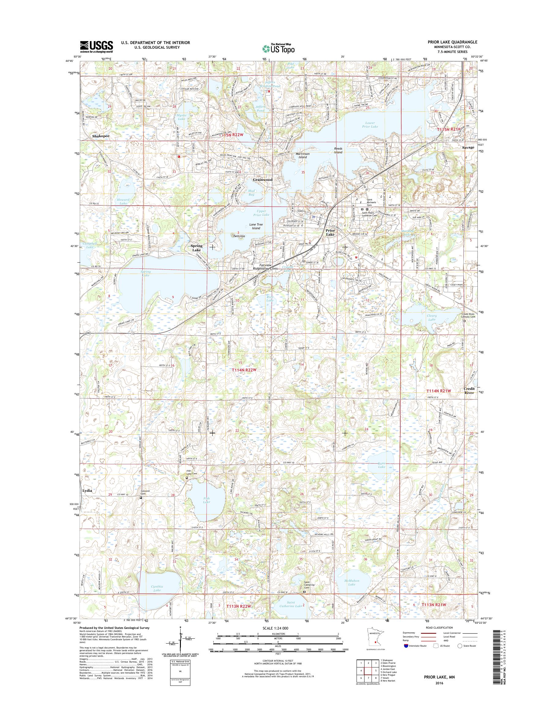 MyTopo Prior Lake, Minnesota USGS Quad Topo Map