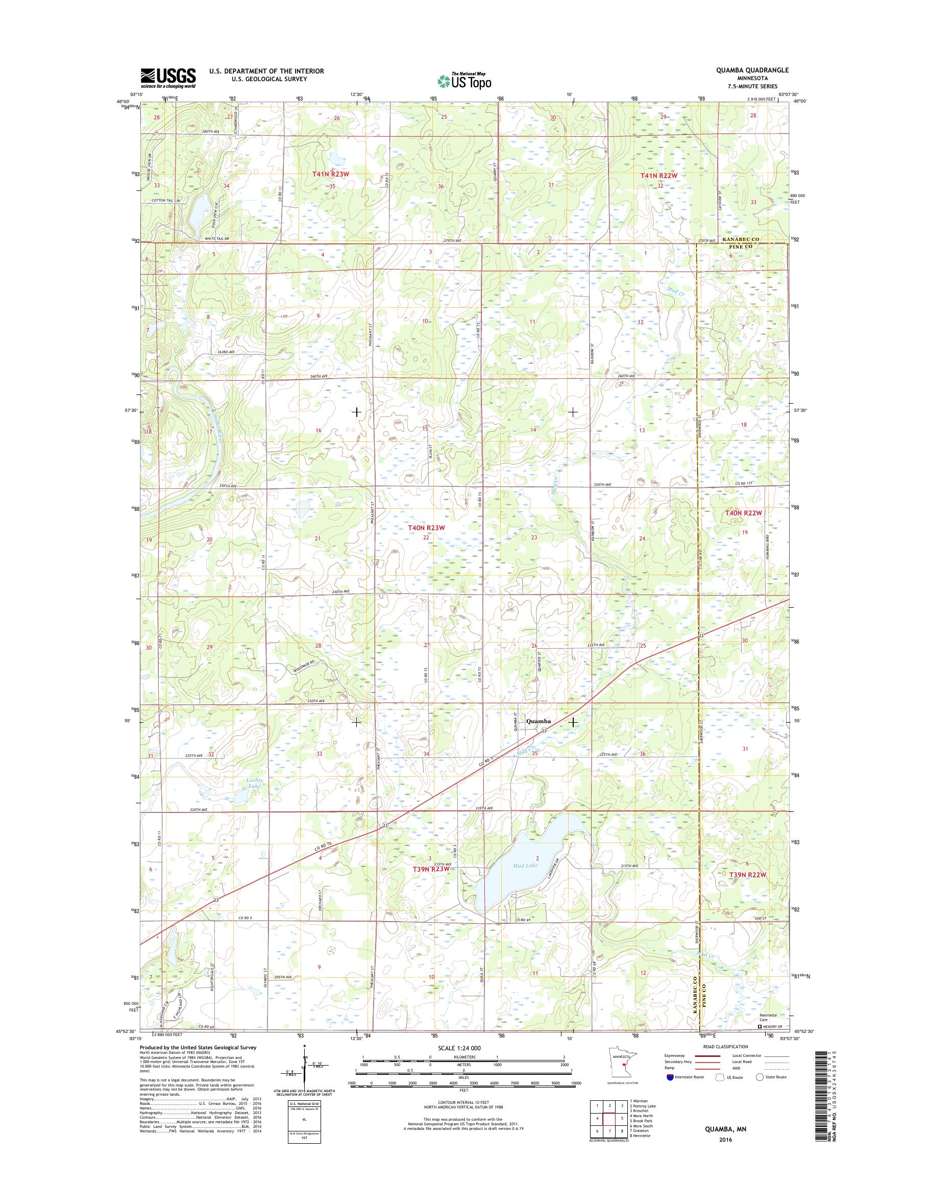 MyTopo Quamba, Minnesota USGS Quad Topo Map