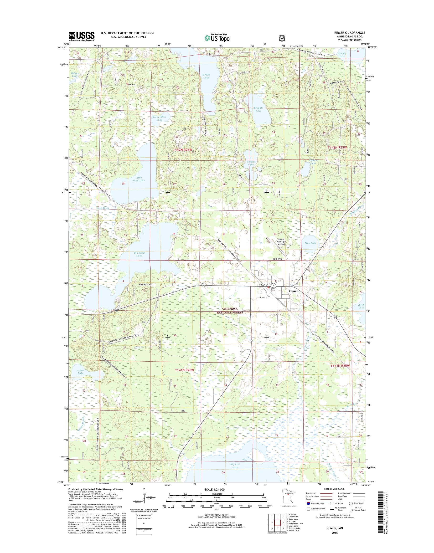 MyTopo Remer, Minnesota USGS Quad Topo Map