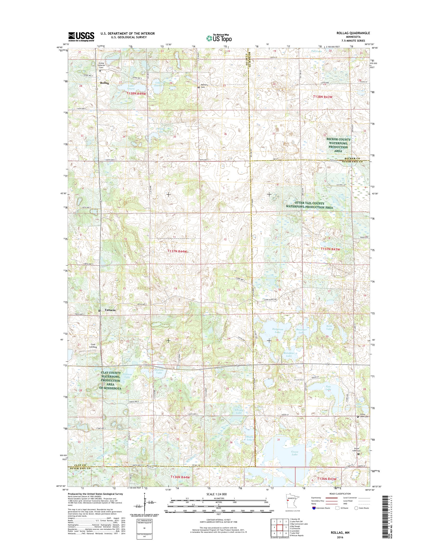 MyTopo Rollag, Minnesota USGS Quad Topo Map
