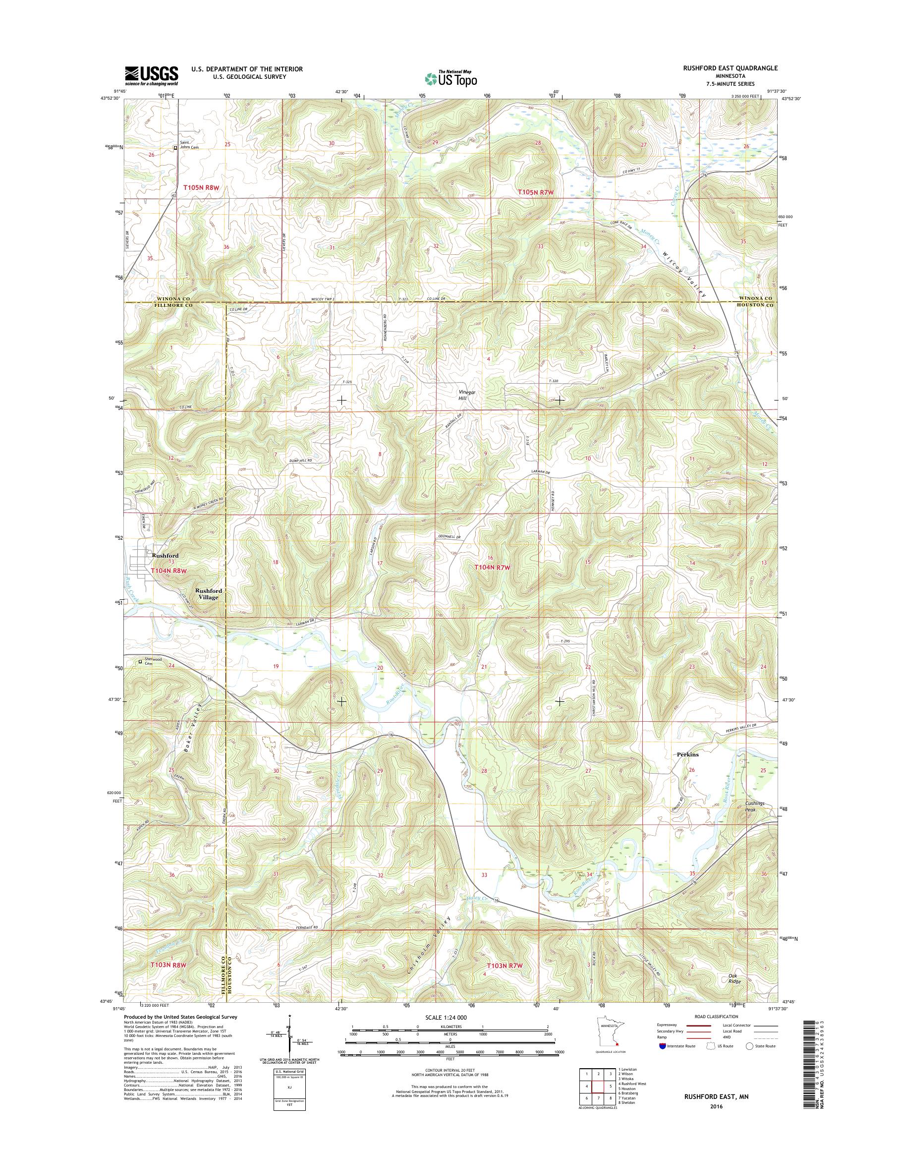 MyTopo Rushford East, Minnesota USGS Quad Topo Map