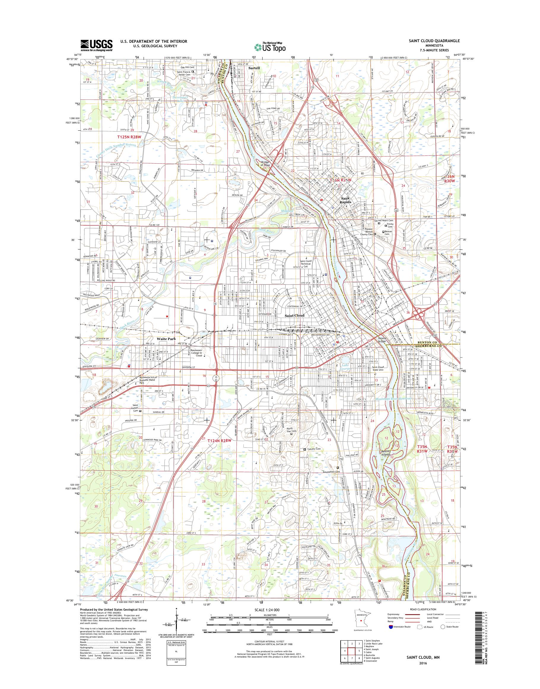 MyTopo Saint Cloud, Minnesota USGS Quad Topo Map