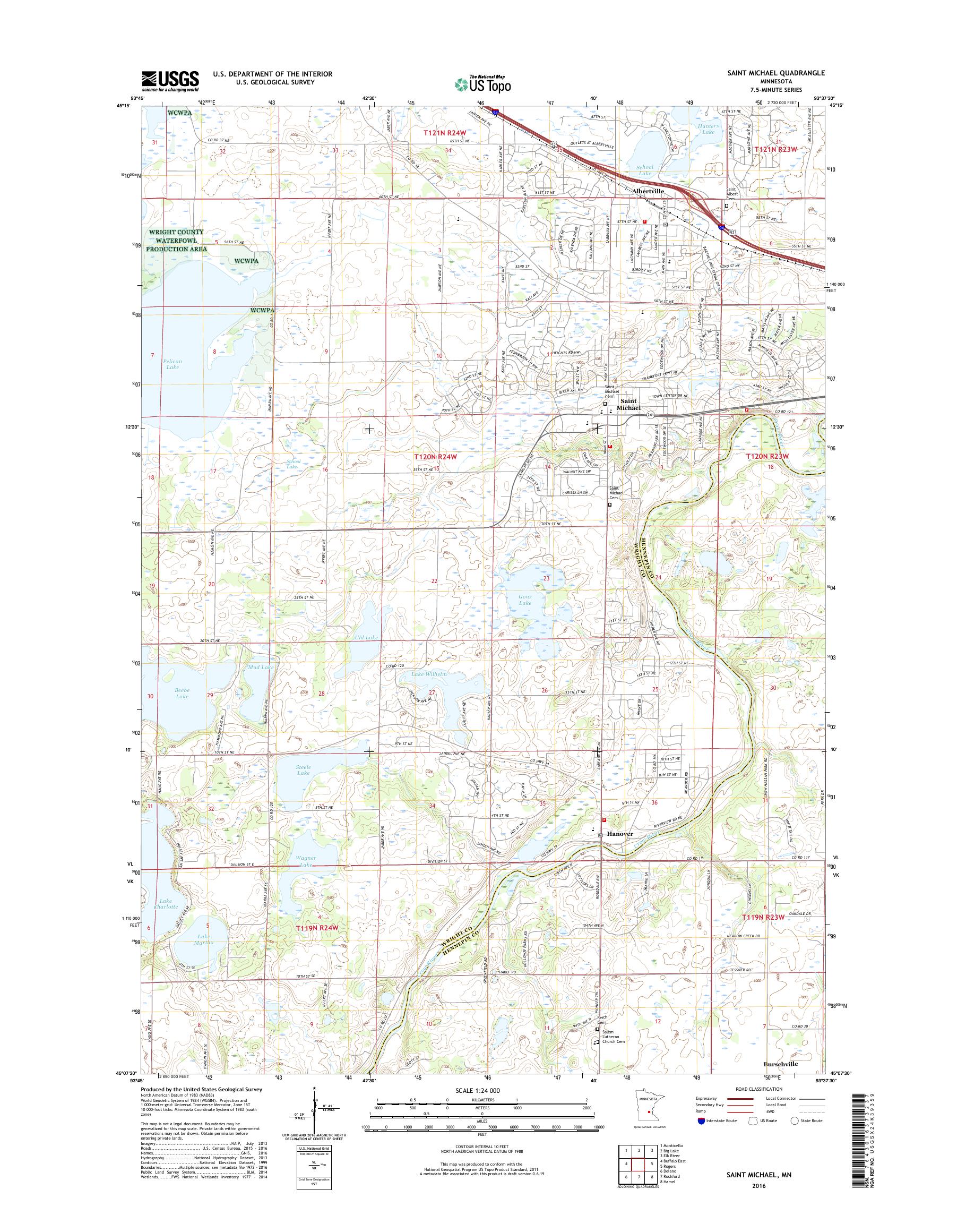 MyTopo Saint Michael, Minnesota USGS Quad Topo Map