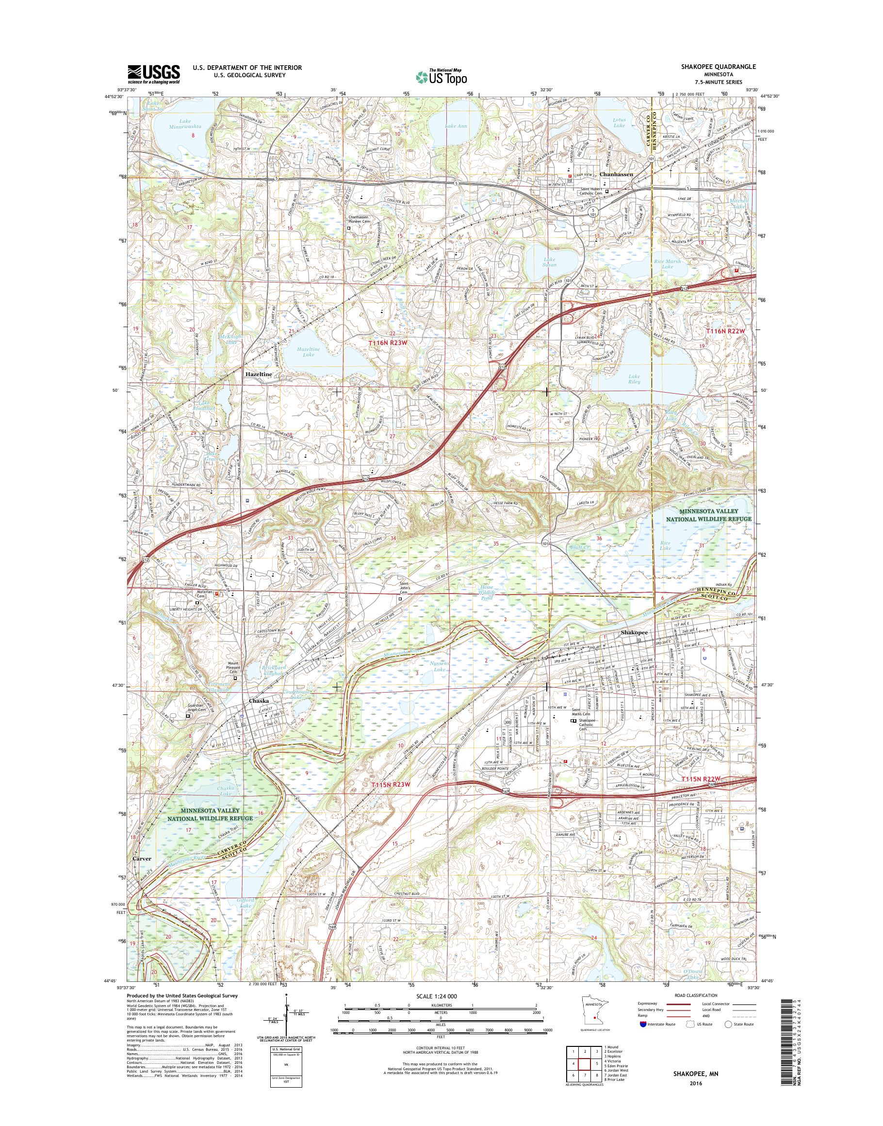 MyTopo Shakopee, Minnesota USGS Quad Topo Map