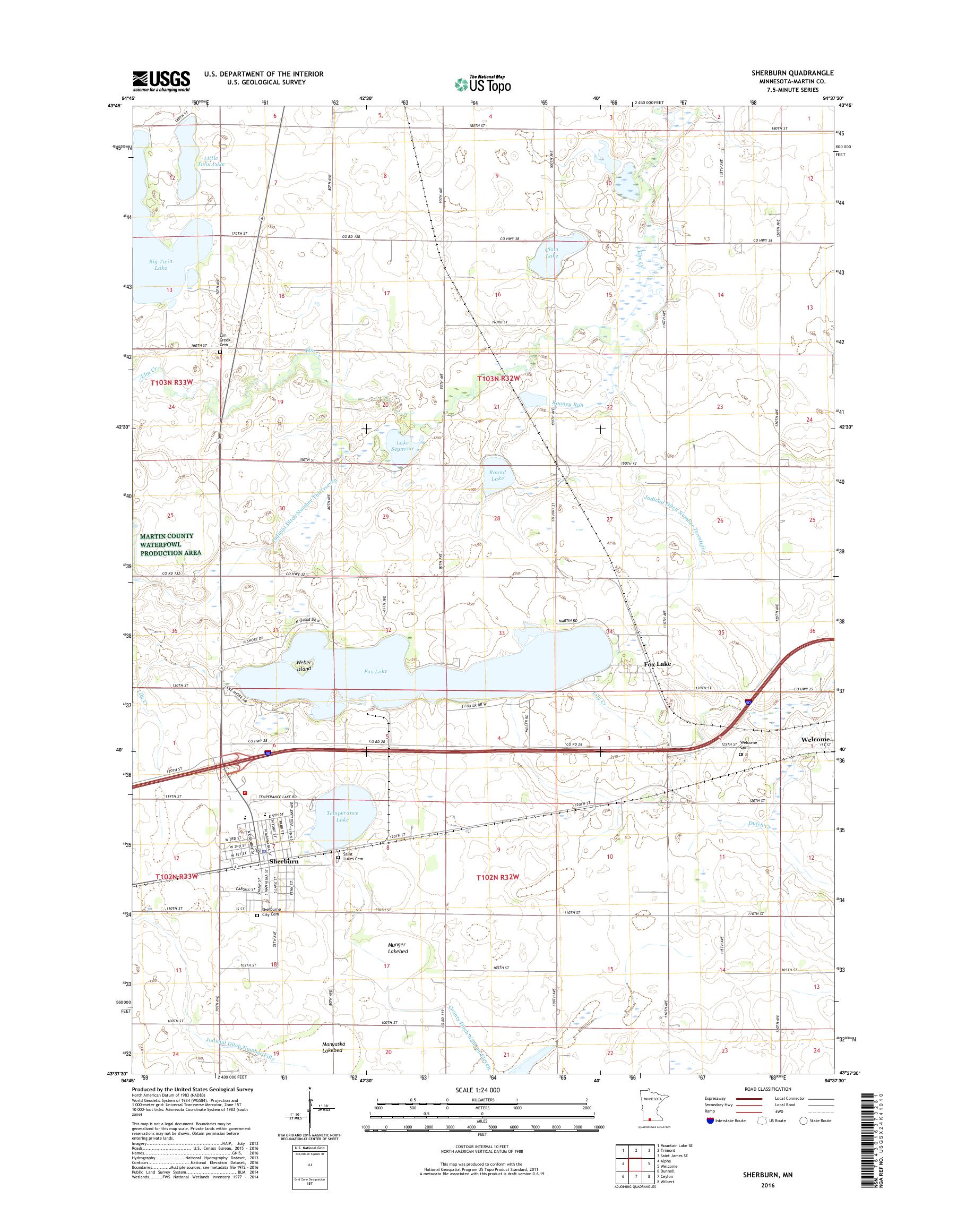 MyTopo Sherburn, Minnesota USGS Quad Topo Map