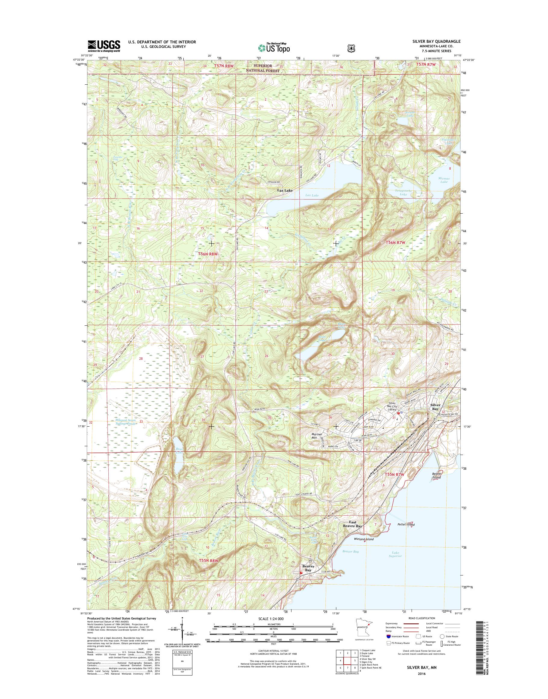 MyTopo Silver Bay, Minnesota USGS Quad Topo Map