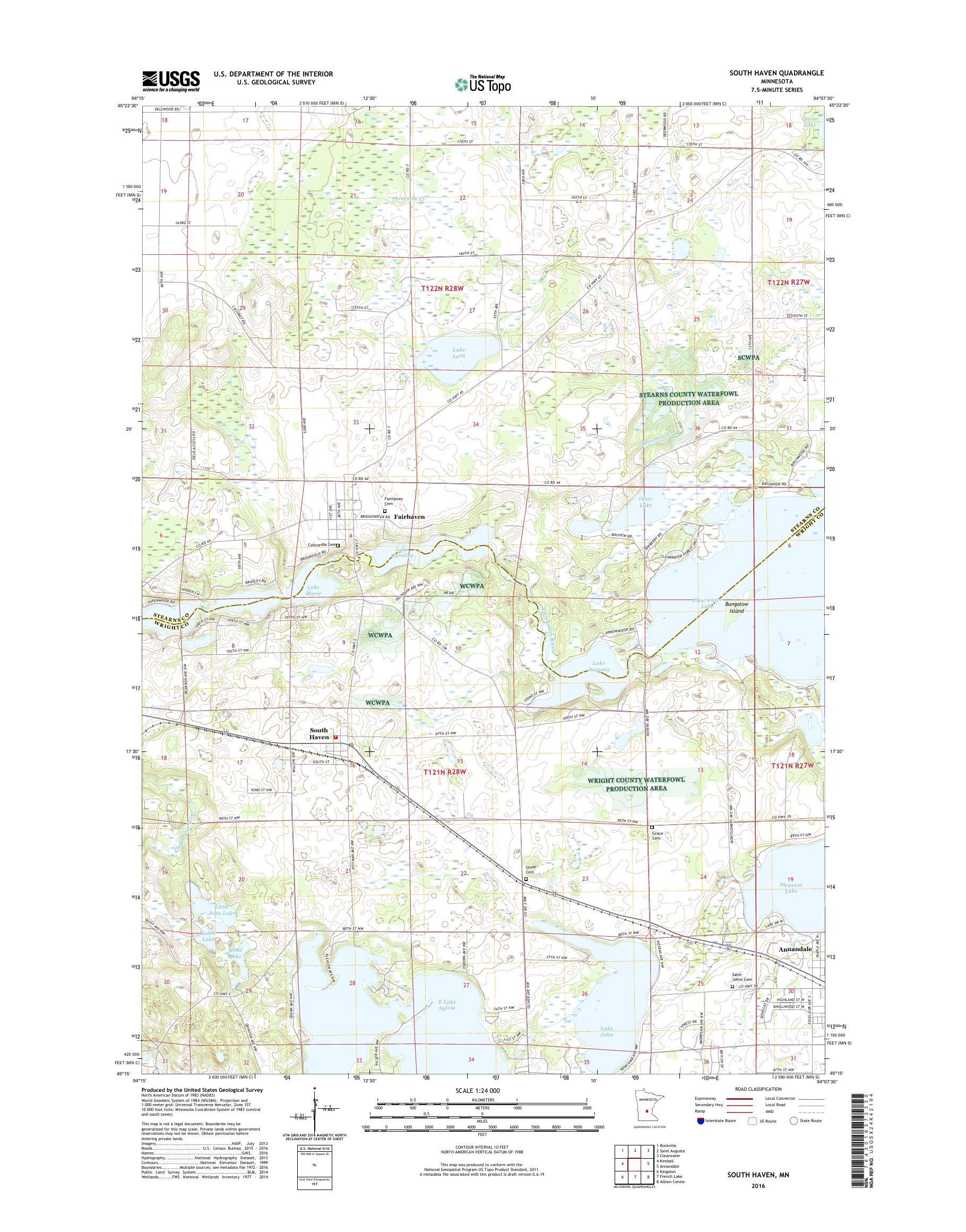 MyTopo South Haven, Minnesota USGS Quad Topo Map