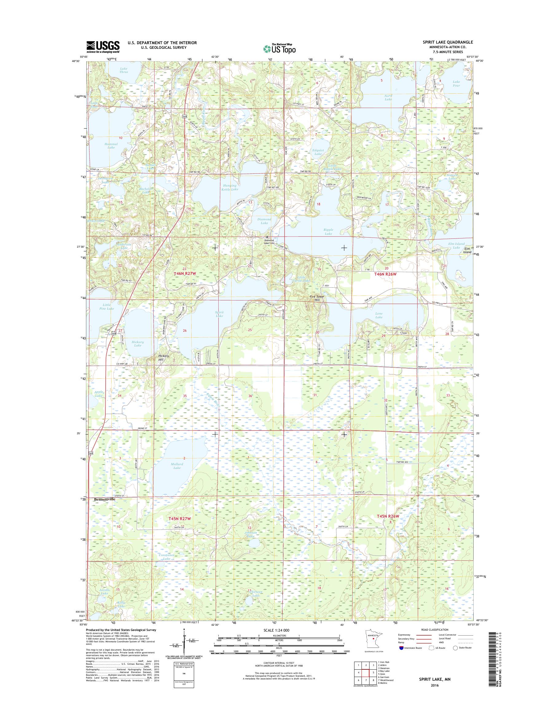MyTopo Spirit Lake, Minnesota USGS Quad Topo Map
