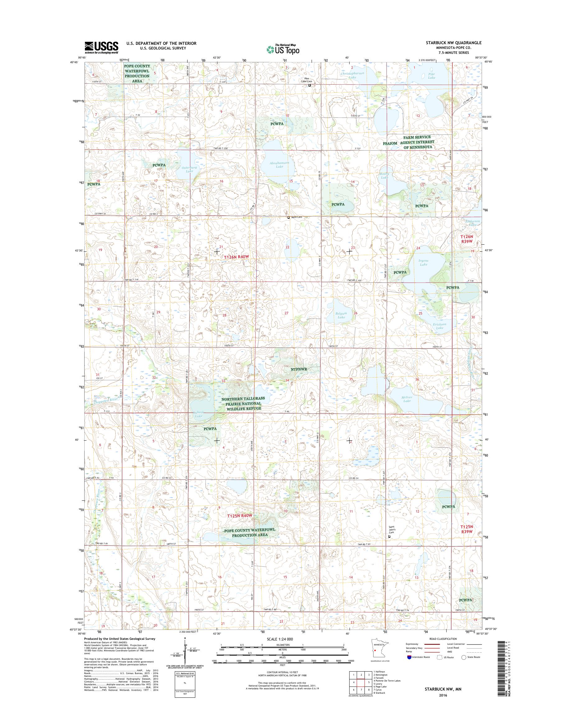MyTopo Starbuck NW, Minnesota USGS Quad Topo Map