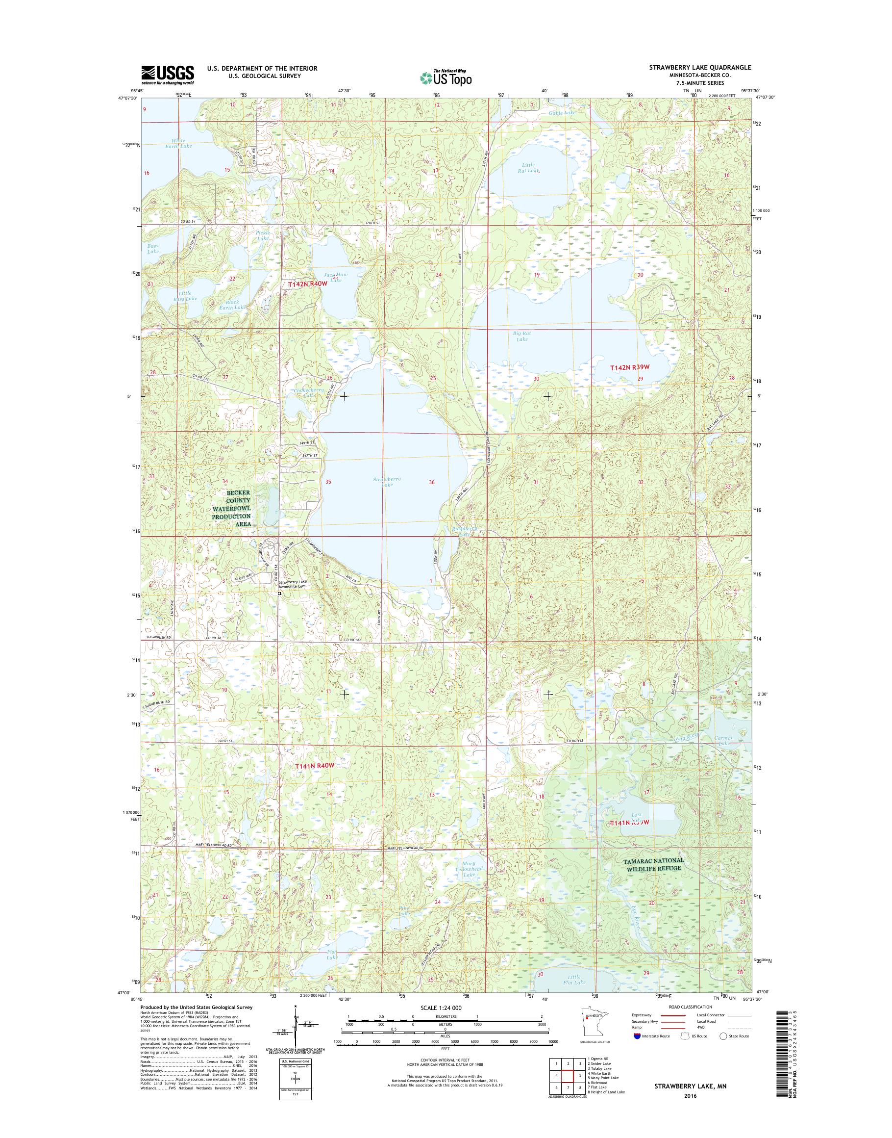 MyTopo Strawberry Lake, Minnesota USGS Quad Topo Map