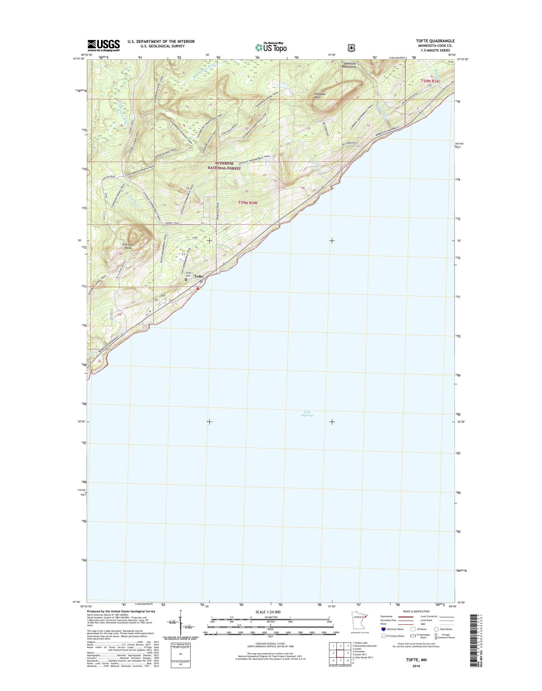 MyTopo Tofte, Minnesota USGS Quad Topo Map