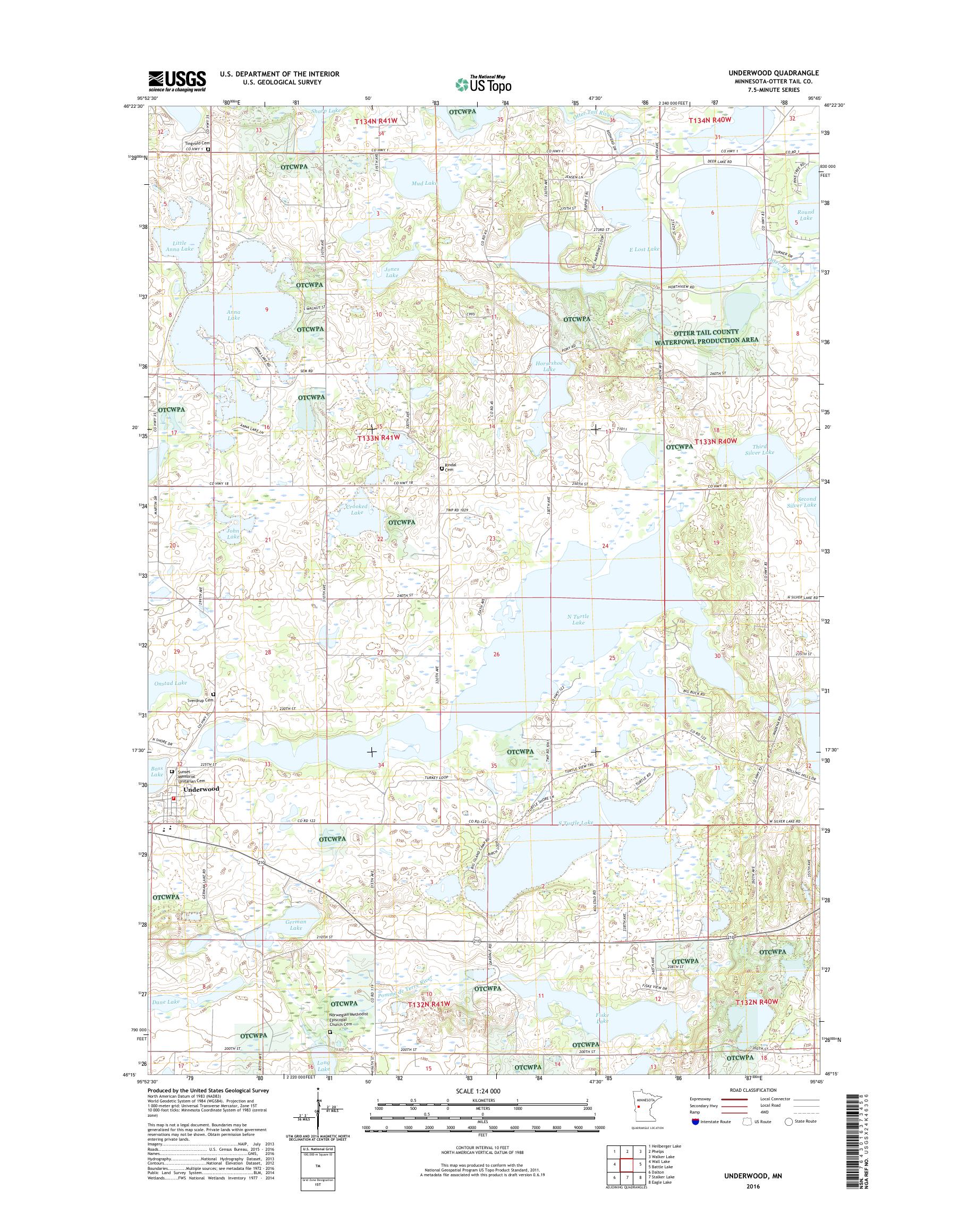 MyTopo Underwood, Minnesota USGS Quad Topo Map